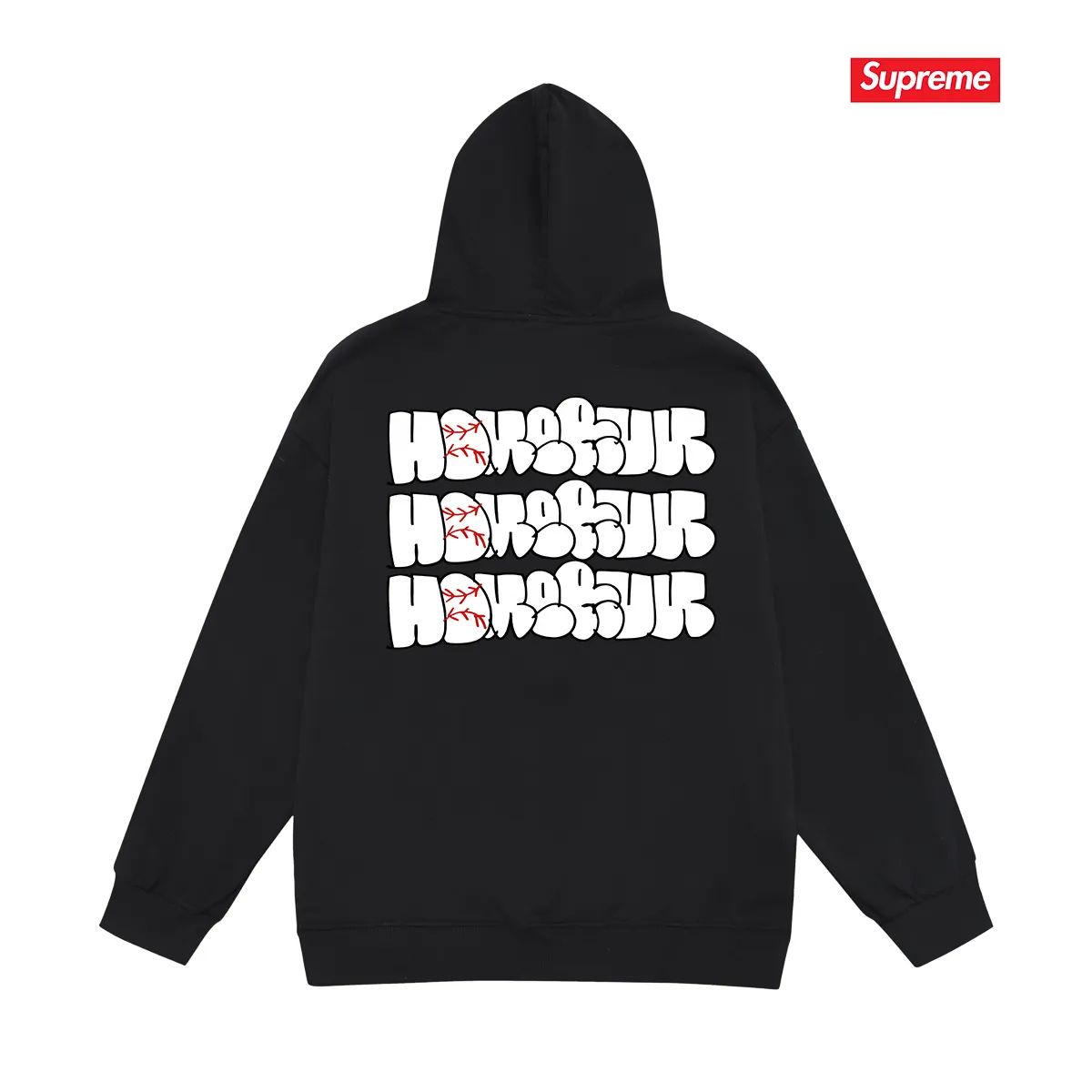 Style No. S2151 #terry P160💰 Velvet P170💰 Supreme 25SS HOMERUN co-branded hooded sweatshirt Made of 400g large terry 430g silver fox velvet (drop shoulder large version) fabric, soft texture and no pilling Imported environmentally friendly printing glue The pattern is bright and three-dimensional Quality 💥Same style for men and women The upper body is trendy Color: black white gray Size: S M L XL XXL
