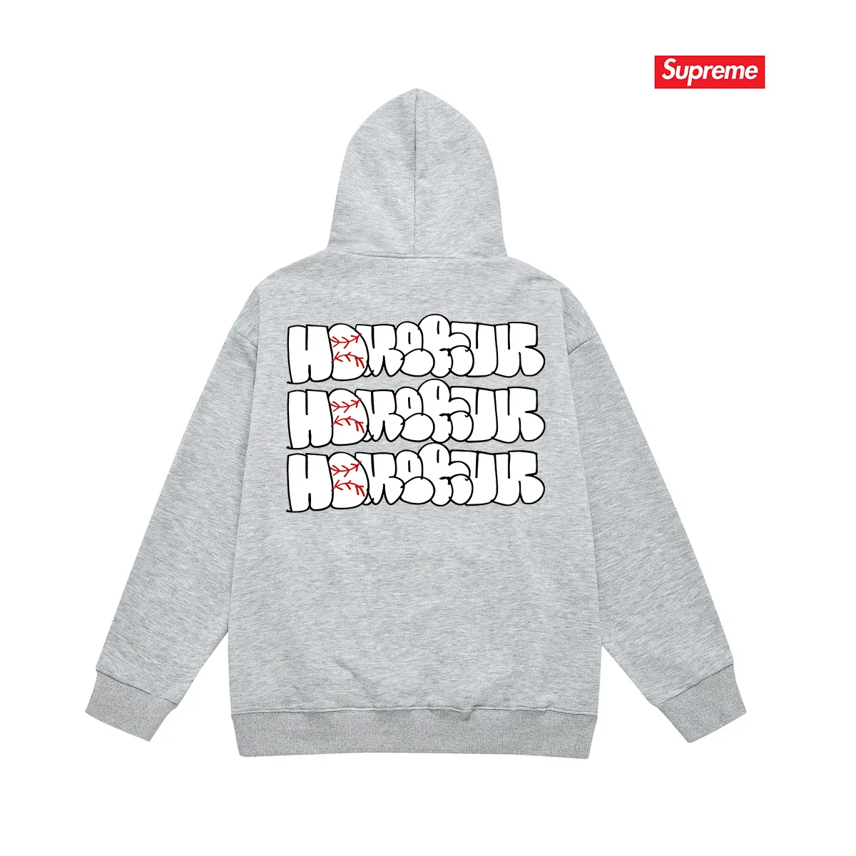 Style No. S2151 #terry P160💰 Velvet P170💰 Supreme 25SS HOMERUN co-branded hooded sweatshirt Made of 400g large terry 430g silver fox velvet (drop shoulder large version) fabric, soft texture and no pilling Imported environmentally friendly printing glue The pattern is bright and three-dimensional Quality 💥Same style for men and women The upper body is trendy Color: black white gray Size: S M L XL XXL