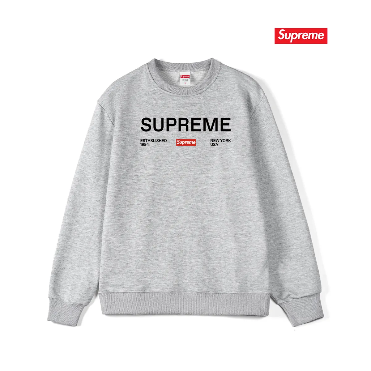 Style No. S1075 #terry p150💰 Velvet 160💰 Supreme Week 1 Est. 1994 Tee letter printed round neck sweatshirt Made of 400g large terry (drop shoulder large version) fabric, soft texture and no pilling Imported environmentally friendly printing glue The pattern is bright and three-dimensional Quality 💥Same style for men and women The upper body is trendy Color: black white gray Size: S M L XL XXL