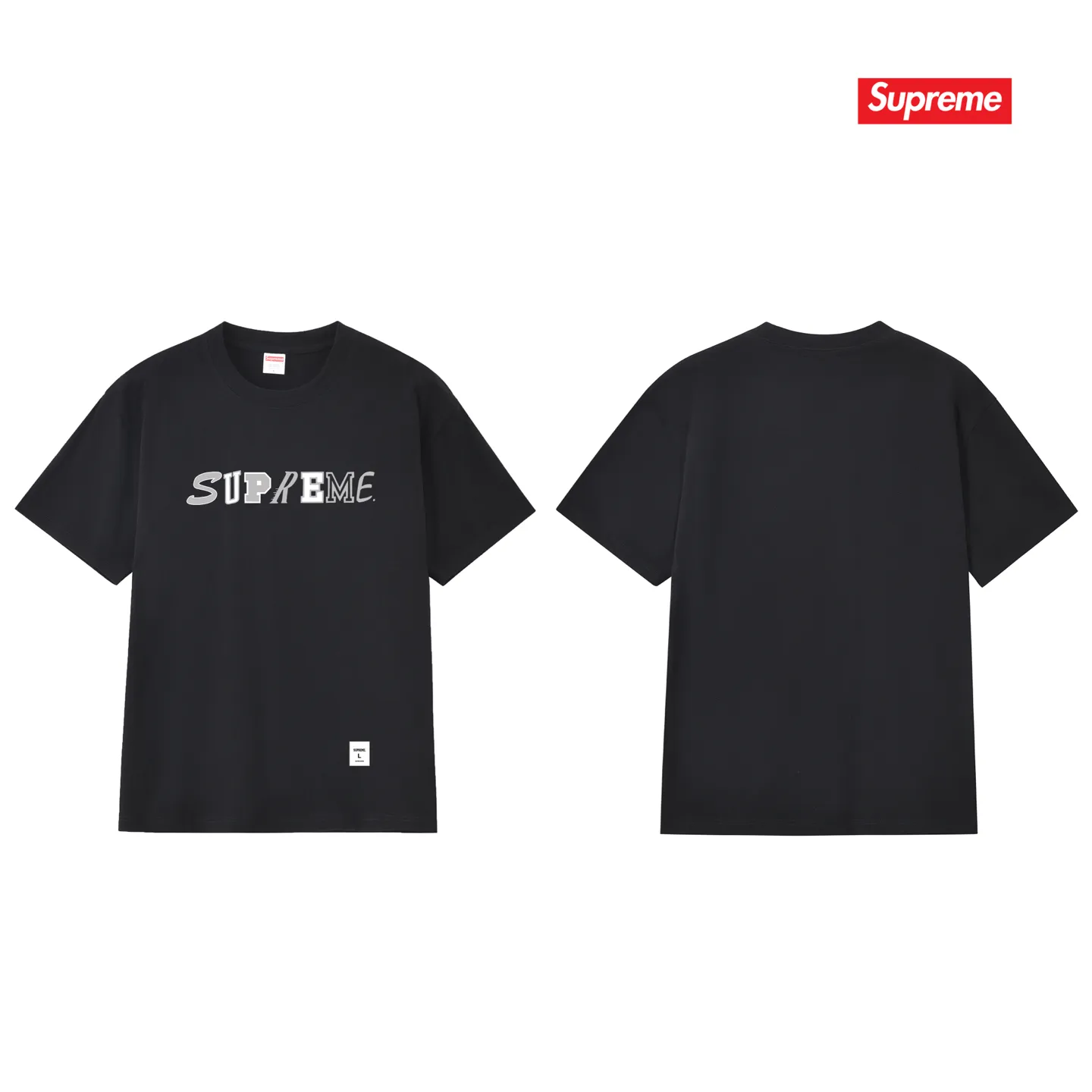 S255 P110💰 Supreme FW20 Week 3 Collage Logo S/S Top Special letter logo round neck short-sleeved American trendy T-shirt. Same style for men and women. Loose fit. Made of 260g combed cotton double yarn. From fabric to accessories, all three standards are complete and follow ZP. Imported Matsui company slurry printing will never crack. The whole piece is made with a three-needle five-thread process. The neckline-shoulder seam-sleeve seam is double-lined, and it looks more three-dimensional and textured. The process is the same as the authentic original version. The classic version. Feel free to compare zp. The whole piece is made of a three-needle five-thread process. The neckline-shoulder seam-sleeve seam is double-threaded, which looks more three-dimensional and textured. The process is the same as the authentic original version. The classic version. Color: Black White Light Gray Pink Navy Size: S M L XL XXL
