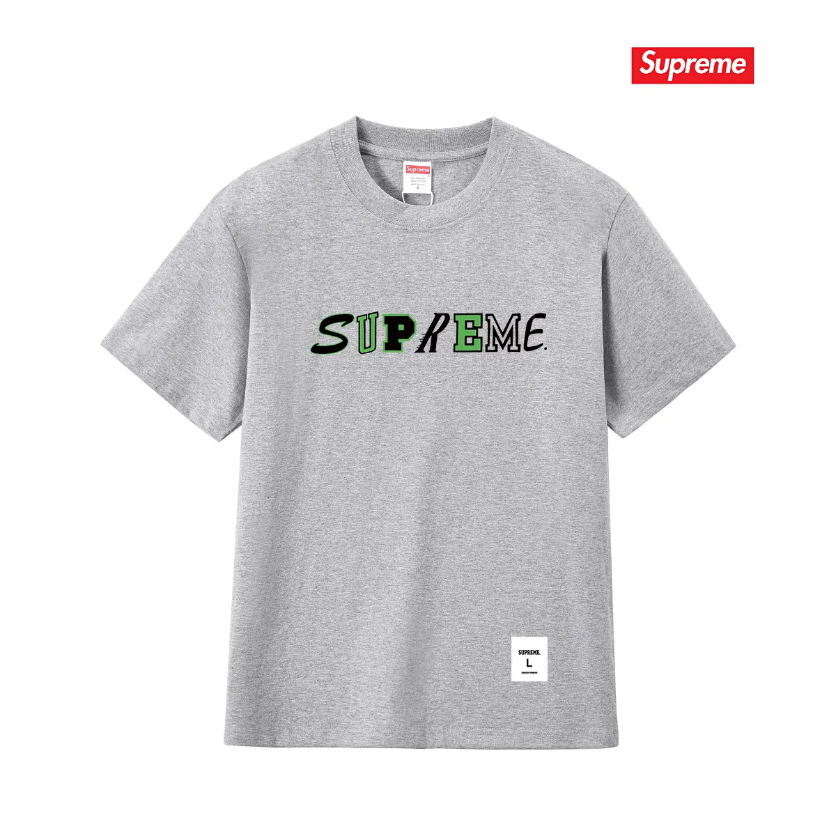S255 P110💰 Supreme FW20 Week 3 Collage Logo S/S Top Special letter logo round neck short-sleeved American trendy T-shirt. Same style for men and women. Loose fit. Made of 260g combed cotton double yarn. From fabric to accessories, all three standards are complete and follow ZP. Imported Matsui company slurry printing will never crack. The whole piece is made with a three-needle five-thread process. The neckline-shoulder seam-sleeve seam is double-lined, and it looks more three-dimensional and textured. The process is the same as the authentic original version. The classic version. Feel free to compare zp. The whole piece is made of a three-needle five-thread process. The neckline-shoulder seam-sleeve seam is double-threaded, which looks more three-dimensional and textured. The process is the same as the authentic original version. The classic version. Color: Black White Light Gray Pink Navy Size: S M L XL XXL