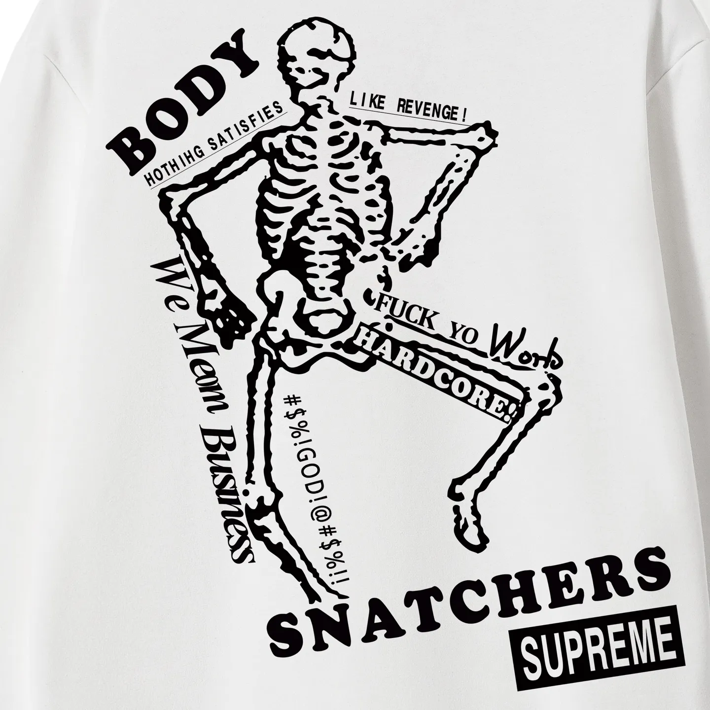 Style No. S2046 #terry P160💰 Velvet P170💰 Supreme SS23 Week9 BODY SNATCHERS TEE Classic boxlogo back skull print hooded sweatshirt Made of 400g large terry 430g silver fox velvet (drop shoulder large version) fabric, soft texture and no pilling, imported environmentally friendly printing glue, bright and three-dimensional pattern, quality 💥 Unisex style, the upper body is trendy Color: Black White Gray Size: S M L XL XXL