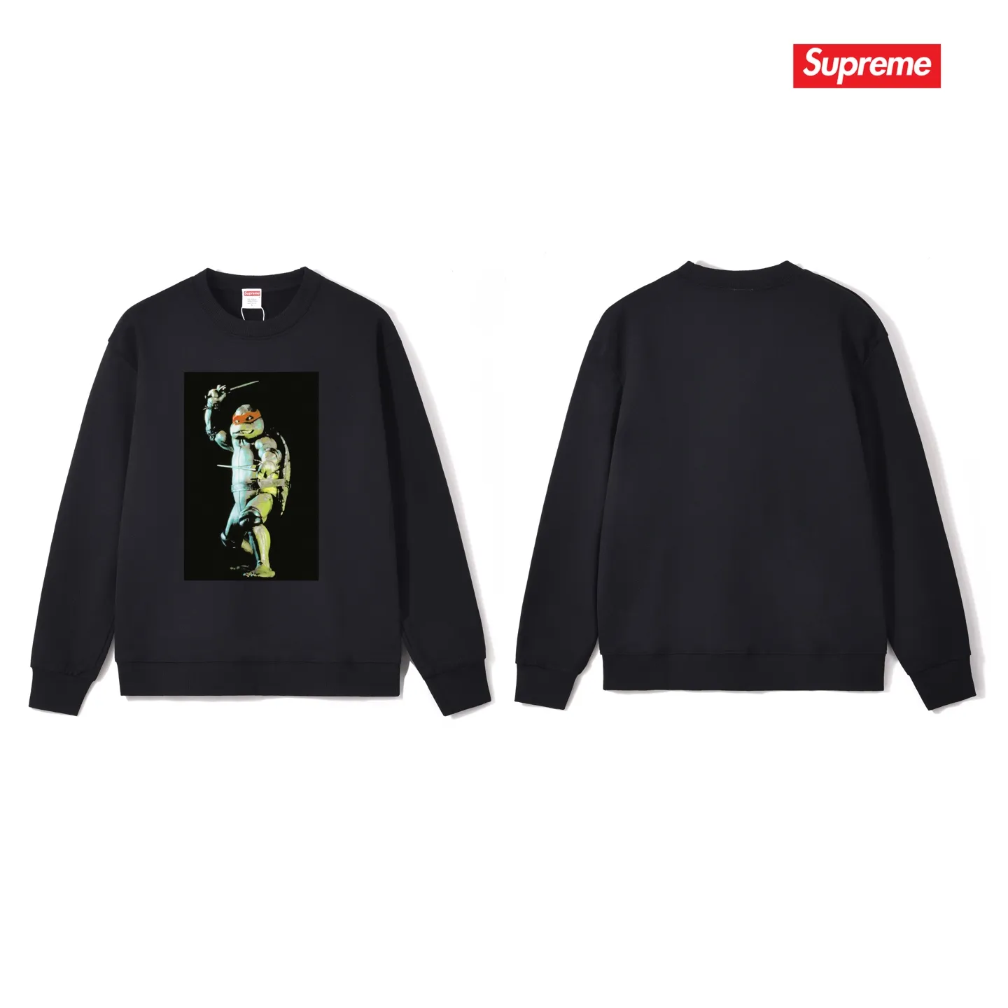Style No. S1053 #terry p150💰 Plush 160💰 Supreme Week 1 Raphael Tee Teenage Mutant Ninja Turtles printed round neck sweatshirt Made of 400 grams of large terry (drop shoulder large version) fabric, soft texture and no pilling Imported environmentally friendly printing glue The pattern is bright and three-dimensional Quality 💥 Unisex style The upper body is trendy Color: Black White Gray Size: S M L XL XXL