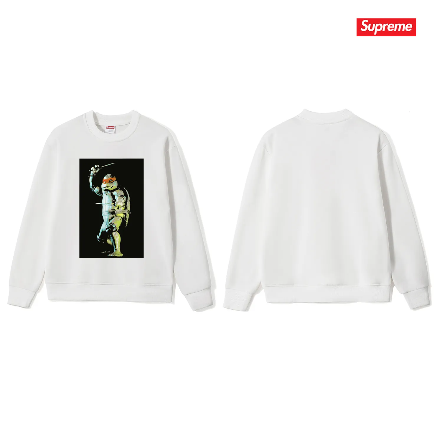 Style No. S1053 #terry p150💰 Plush 160💰 Supreme Week 1 Raphael Tee Teenage Mutant Ninja Turtles printed round neck sweatshirt Made of 400 grams of large terry (drop shoulder large version) fabric, soft texture and no pilling Imported environmentally friendly printing glue The pattern is bright and three-dimensional Quality 💥 Unisex style The upper body is trendy Color: Black White Gray Size: S M L XL XXL