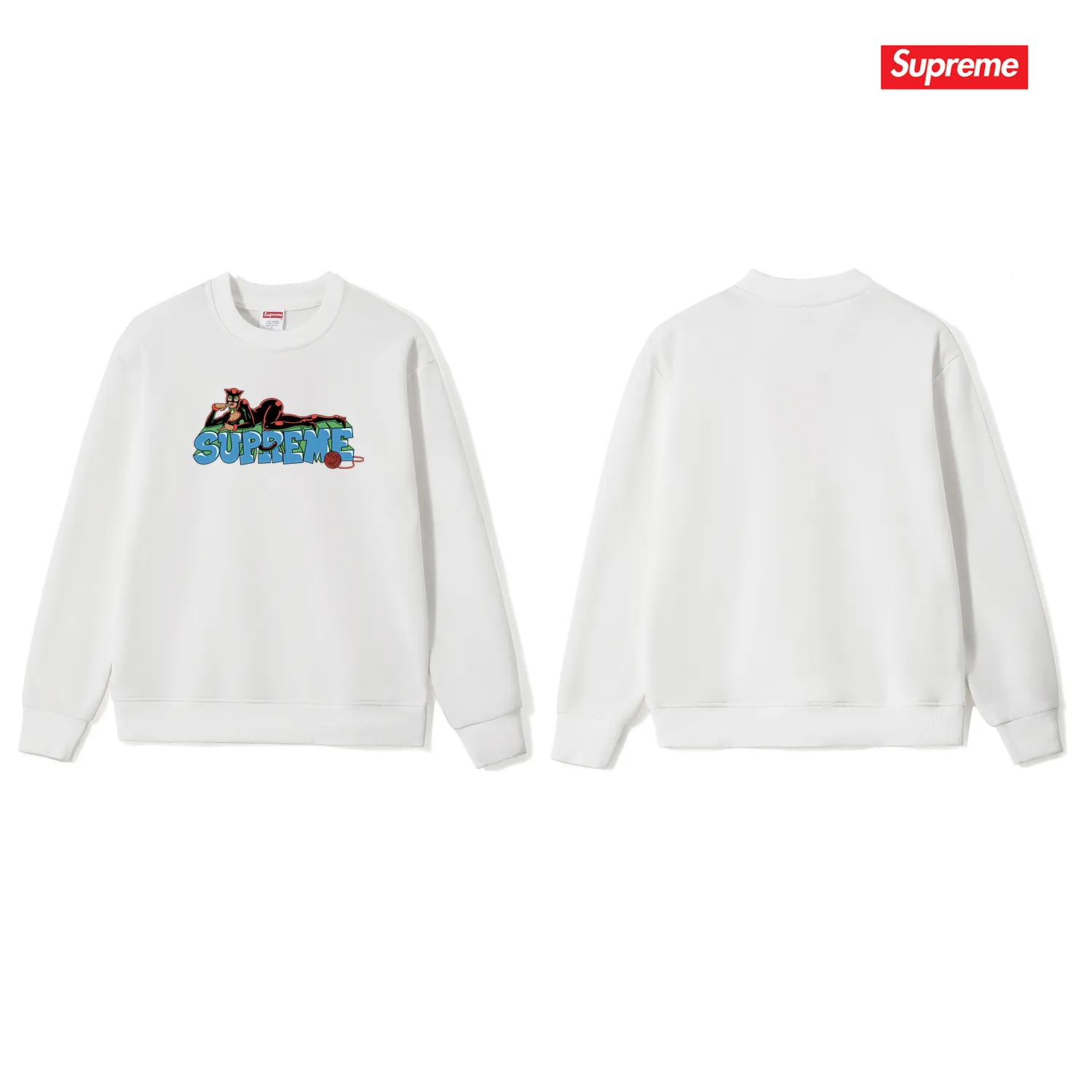 Style No. S1101 #terry p150💰 Velvet 160💰 Supreme FW22 Week1Catwoman Tee letter pattern printed round neck sweatshirt Made of 400 grams of large terry (drop shoulder large version) fabric, soft texture and no pilling Imported environmentally friendly printing glue The pattern is bright and three-dimensional Quality💥Same style for men and women The upper body is trendy Color: black white gray Size: S M L XL XXL