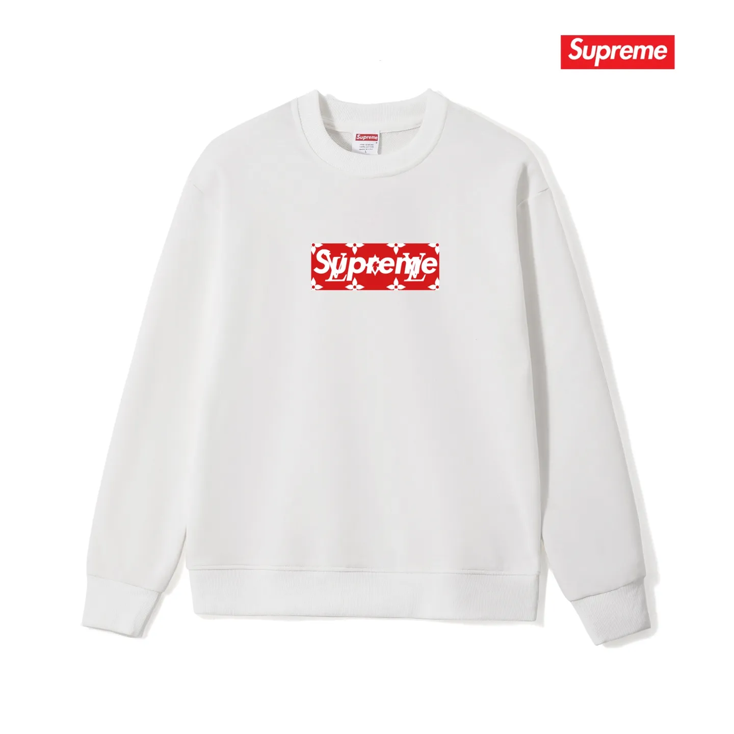 Style No. S1245 #terry p150💰 plus velvet 160💰 SUP Super Me Supreme presbyopia box logo round neck sweatshirt Made of 400g large terry (drop shoulder large version) fabric, soft and non-pilling texture, imported environmentally friendly printing glue, bright and three-dimensional pattern, quality 💥Same style for men and women, the upper body is fashionable Color: black white gray Size: S M L XL XXL