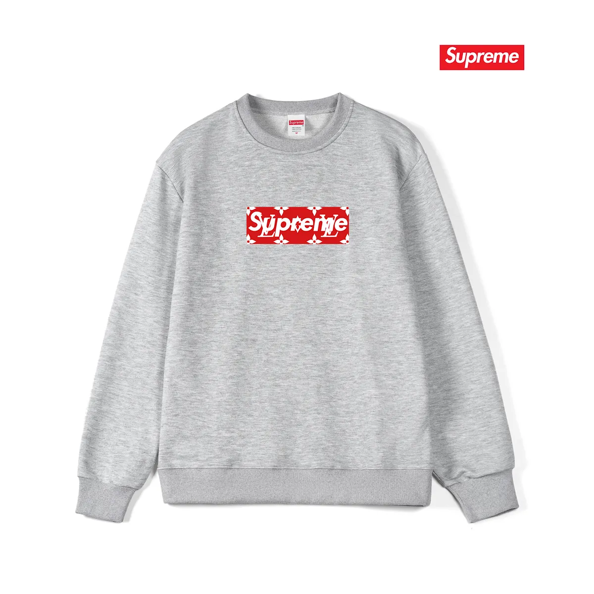 Style No. S1245 #terry p150💰 plus velvet 160💰 SUP Super Me Supreme presbyopia box logo round neck sweatshirt Made of 400g large terry (drop shoulder large version) fabric, soft and non-pilling texture, imported environmentally friendly printing glue, bright and three-dimensional pattern, quality 💥Same style for men and women, the upper body is fashionable Color: black white gray Size: S M L XL XXL