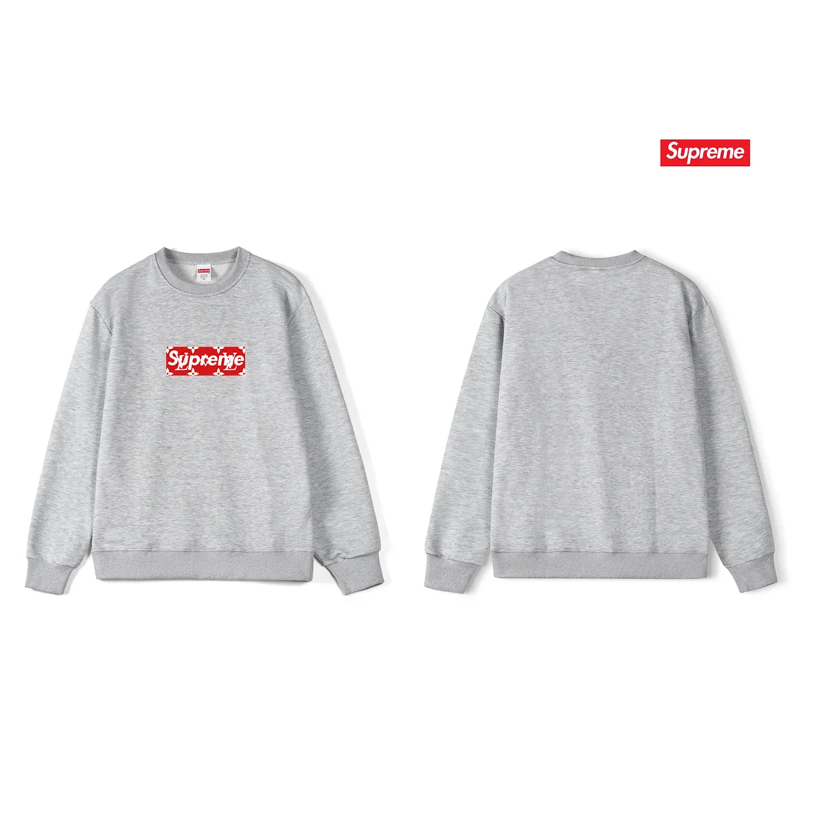 Style No. S1245 #terry p150💰 plus velvet 160💰 SUP Super Me Supreme presbyopia box logo round neck sweatshirt Made of 400g large terry (drop shoulder large version) fabric, soft and non-pilling texture, imported environmentally friendly printing glue, bright and three-dimensional pattern, quality 💥Same style for men and women, the upper body is fashionable Color: black white gray Size: S M L XL XXL