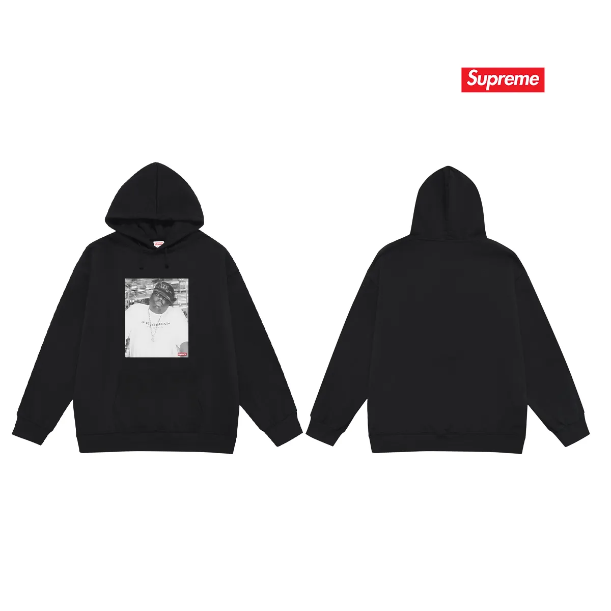 Style No. S2183 #terry P160💰 Velvet P170💰 Sup FW24 Casual, comfortable logo pattern on the chest, hooded sweatshirt Made of 400g large terry 430g silver fox velvet (off-shoulder large version) fabric, soft and non-pilling, imported environmentally friendly printing glue, bright and three-dimensional pattern, quality 💥Same style for men and women, the upper body is trendy Color: black white gray Size: S M L XL XXL