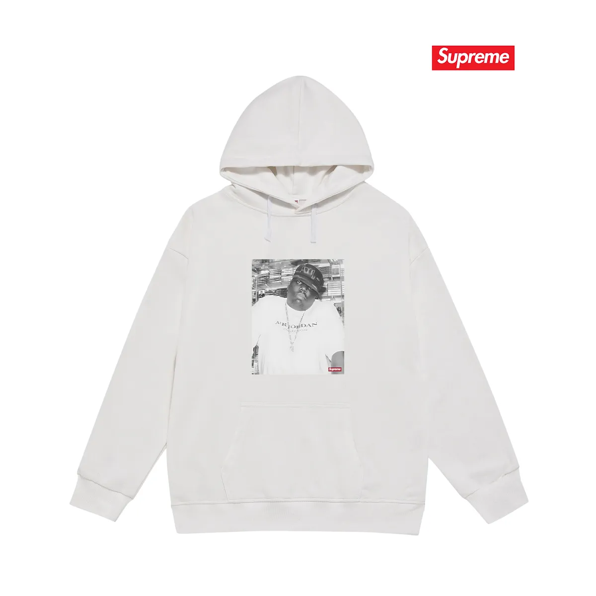 Style No. S2183 #terry P160💰 Velvet P170💰 Sup FW24 Casual, comfortable logo pattern on the chest, hooded sweatshirt Made of 400g large terry 430g silver fox velvet (off-shoulder large version) fabric, soft and non-pilling, imported environmentally friendly printing glue, bright and three-dimensional pattern, quality 💥Same style for men and women, the upper body is trendy Color: black white gray Size: S M L XL XXL