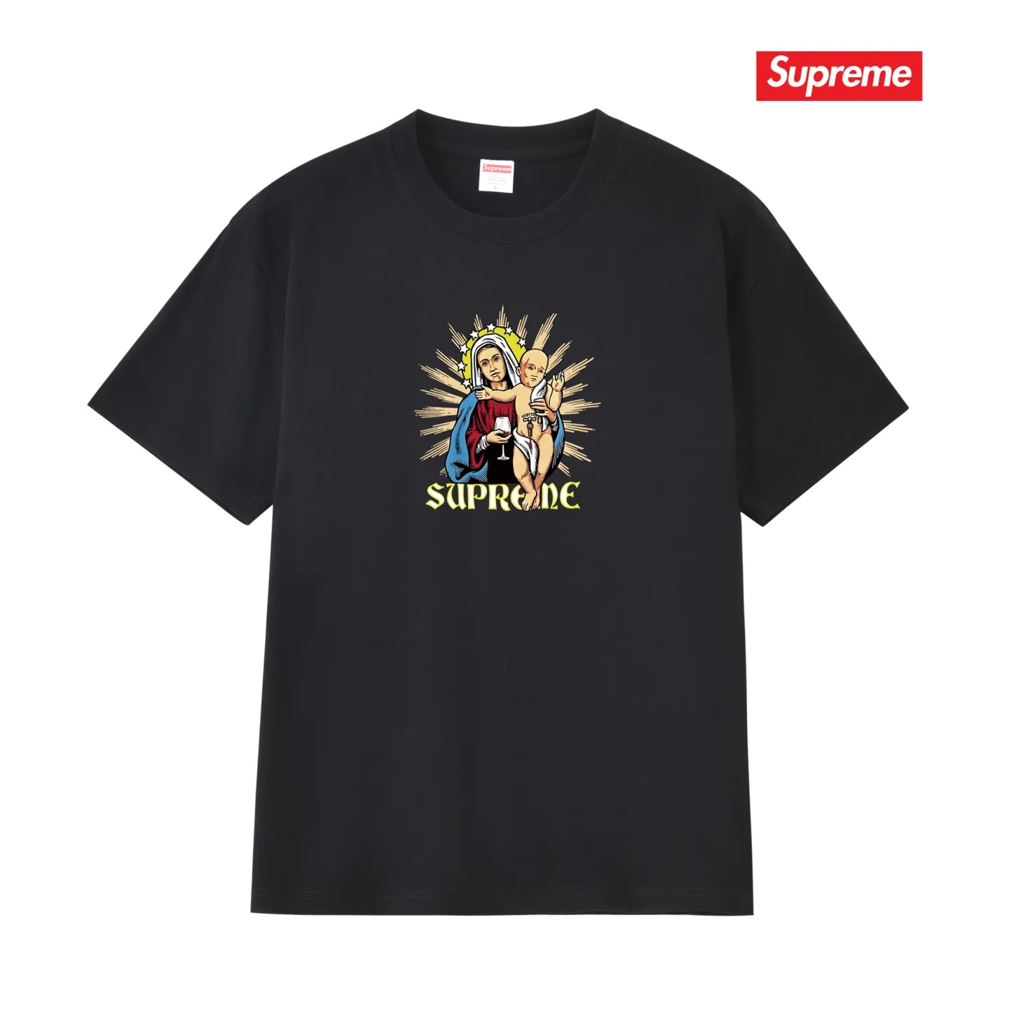 S176 P110💰 Sup FW24 T-shirt series WEEK8 chest printed pattern, versatile and comfortable short-sleeved T-shirt, same style for men and women, loose fit, made of 260g combed cotton double yarn, all three standards are complete from fabrics to accessories, ZP imported Matsui company's slurry printing will never crack, the whole thing adopts three-needle five-thread technology (collar-shoulder seam-sleeve seam double line, looks more three-dimensional and textured) consistent with the original version, classic version Feel free to compare zp. The whole piece adopts three-needle five-thread craftsmanship (neckline-shoulder seam-sleeve seam double thread, which looks more three-dimensional and textured). It has the same craftsmanship as the original original, classic version. Color: black, white, navy blue, light gray, pink. Size: S M L XL XXL