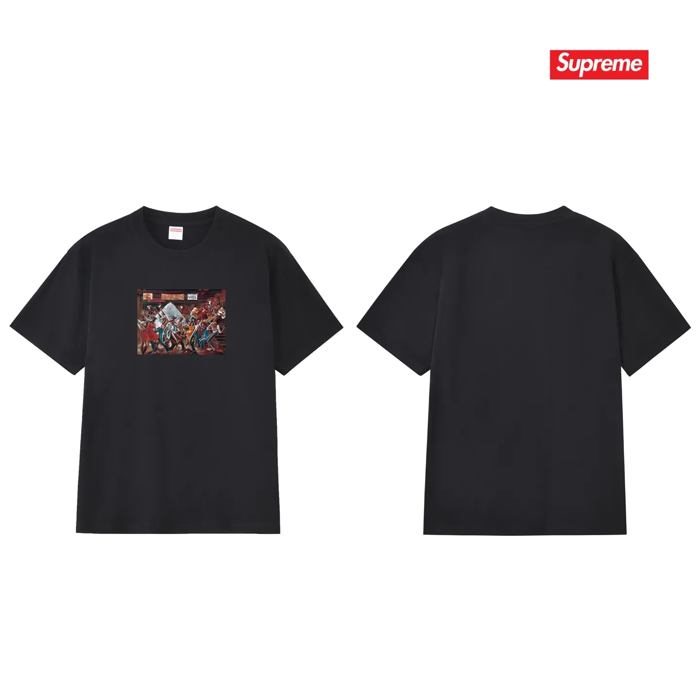 S203 P110💰 Supreme 25SS Ernie Barnes artist oil painting short-sleeved T-shirt loose fit using 260 grams of combed cotton double yarn, all three standards from fabrics to accessories are complete ZP imported Matsui company slurry printing will never crack The whole piece is made of three-needle five-thread technology (neckline-shoulder seam-sleeve seam double line, looks more three-dimensional and textured) consistent with the original version, classic version Feel free to compare zp. The whole piece adopts three-needle five-thread craftsmanship (neckline-shoulder seam-sleeve seam double thread, which looks more three-dimensional and textured). It has the same craftsmanship as the original original, classic version. Color: black, white, light gray, pink, navy. Size: S M L XL XXL