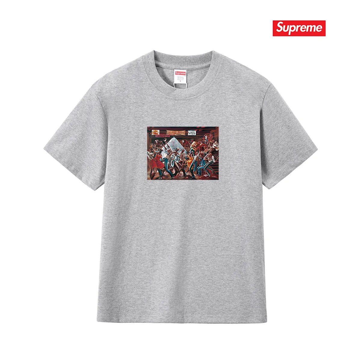 S203 P110💰 Supreme 25SS Ernie Barnes artist oil painting short-sleeved T-shirt loose fit using 260 grams of combed cotton double yarn, all three standards from fabrics to accessories are complete ZP imported Matsui company slurry printing will never crack The whole piece is made of three-needle five-thread technology (neckline-shoulder seam-sleeve seam double line, looks more three-dimensional and textured) consistent with the original version, classic version Feel free to compare zp. The whole piece adopts three-needle five-thread craftsmanship (neckline-shoulder seam-sleeve seam double thread, which looks more three-dimensional and textured). It has the same craftsmanship as the original original, classic version. Color: black, white, light gray, pink, navy. Size: S M L XL XXL