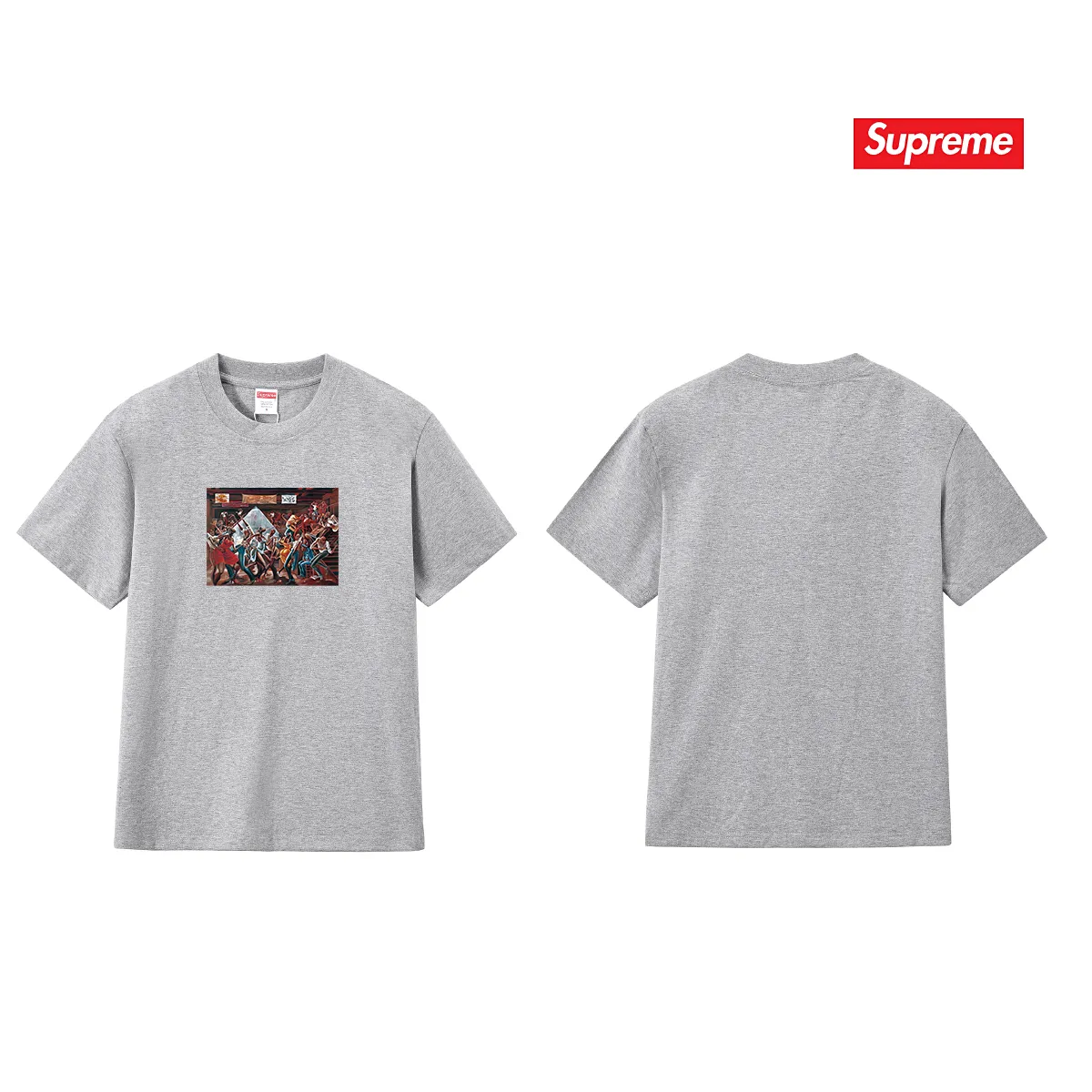 S203 P110💰 Supreme 25SS Ernie Barnes artist oil painting short-sleeved T-shirt loose fit using 260 grams of combed cotton double yarn, all three standards from fabrics to accessories are complete ZP imported Matsui company slurry printing will never crack The whole piece is made of three-needle five-thread technology (neckline-shoulder seam-sleeve seam double line, looks more three-dimensional and textured) consistent with the original version, classic version Feel free to compare zp. The whole piece adopts three-needle five-thread craftsmanship (neckline-shoulder seam-sleeve seam double thread, which looks more three-dimensional and textured). It has the same craftsmanship as the original original, classic version. Color: black, white, light gray, pink, navy. Size: S M L XL XXL