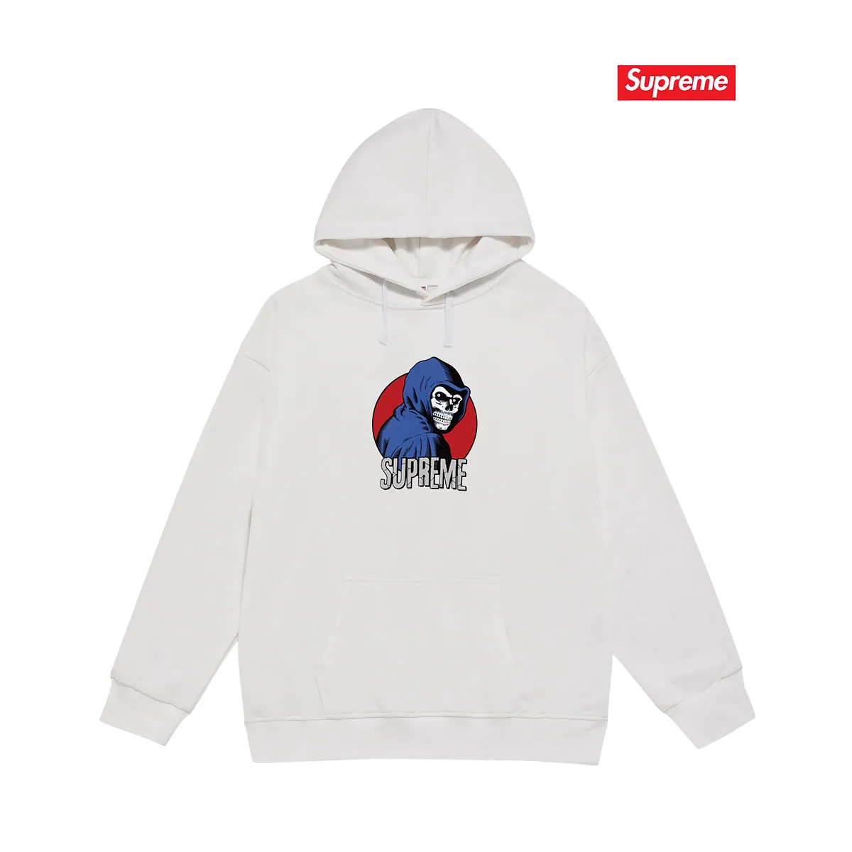 Style No. S2106 #terry P160💰 Velvet P170💰 Supreme SS23 Week1REAPERTEE death print hooded sweatshirt Made of 400g large terry 430g silver fox velvet (drop shoulder large version) fabric, soft texture and no pilling Imported environmentally friendly printing glue The pattern is bright and three-dimensional Quality 💥Same style for men and women The upper body is trendy Color: black white gray Size: S M L XL XXL