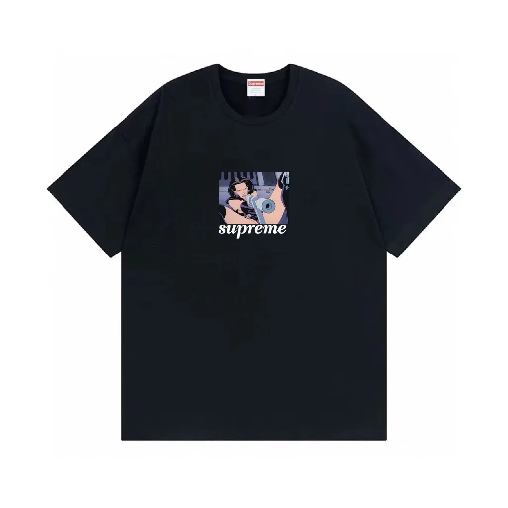 #S97 p110💰 Supreme SS22 Week6 xAeon Flux co-branded Gun Tee Magic Warrior cartoon letter print. Loose fit. Made of 260g combed cotton double yarn. All three standards are complete from fabrics to accessories. ZP. Imported Matsui company slurry printing will never crack. The whole piece is made with three-needle five-thread technology. The neckline-shoulder seam-sleeve seam is double-lined, which looks more three-dimensional and textured. The same process as the original version, classic fit. Feel free to compare zp. The whole piece adopts three-needle five-thread craftsmanship. The neckline-shoulder seam-sleeve seam is double-threaded, which looks more three-dimensional and textured.) It has the same craftsmanship as the authentic original, classic version. Color: White Black Brown Size: S M L XL XXL
