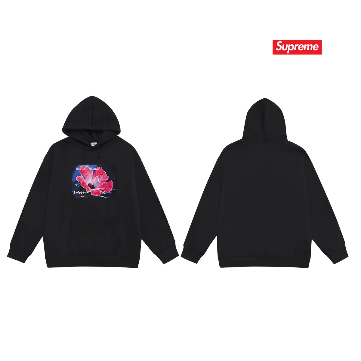 Style No. S2121 #Terry P160💰 Velvet P170💰 Supreme Yohji Yamamoto co-branded floral print hooded sweatshirt Made of 400g large terry 430g silver fox velvet (drop shoulder large version) fabric, soft texture and no pilling Imported environmentally friendly printing glue The pattern is bright and three-dimensional Quality 💥Same style for men and women The upper body is trendy Color: black white gray Size: S M L XL XXL