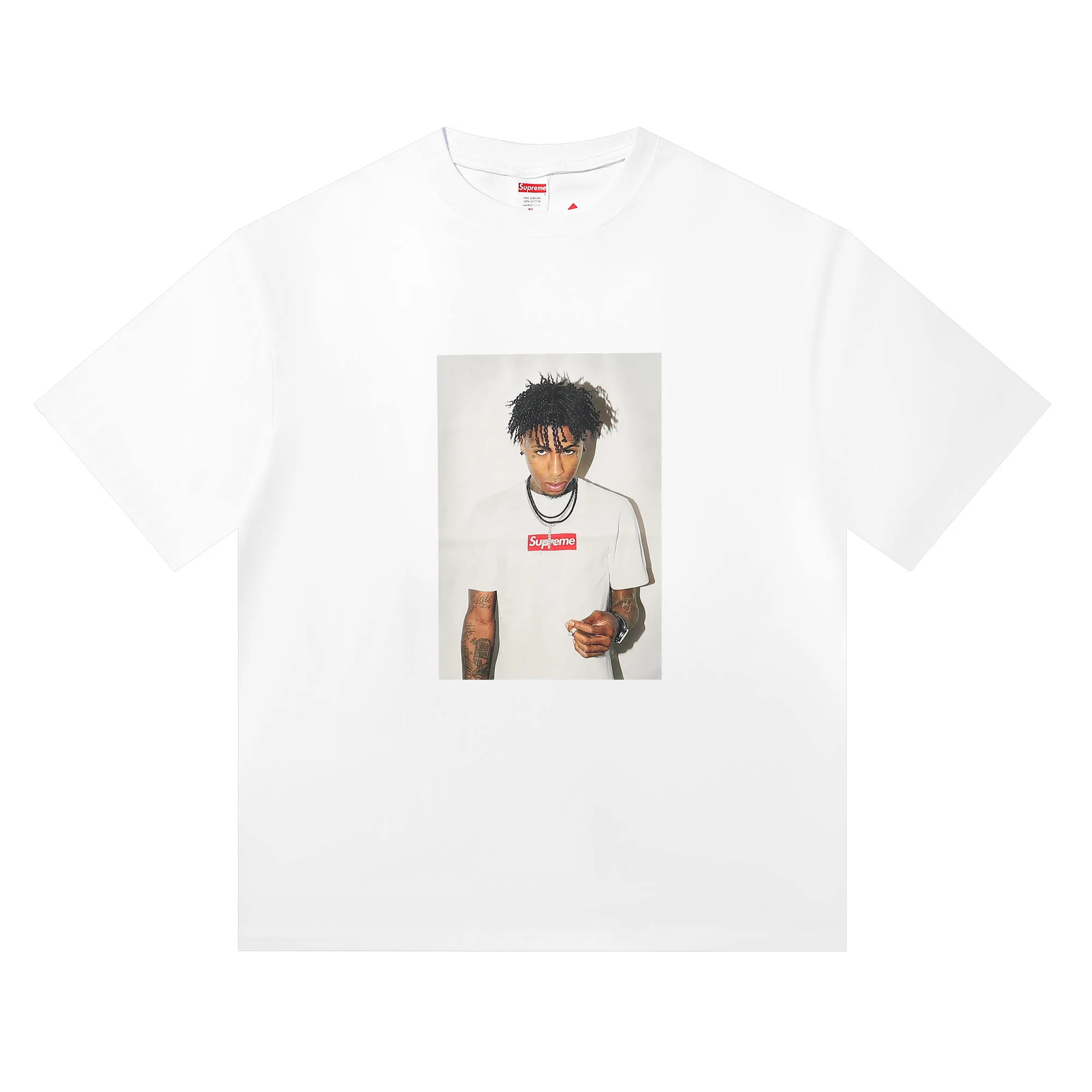 P136 supreme rapper white black SMLXL size shoulder width bust length S 52 56 70 M 54 58 72 L 56 60 74 XL 58 62 76