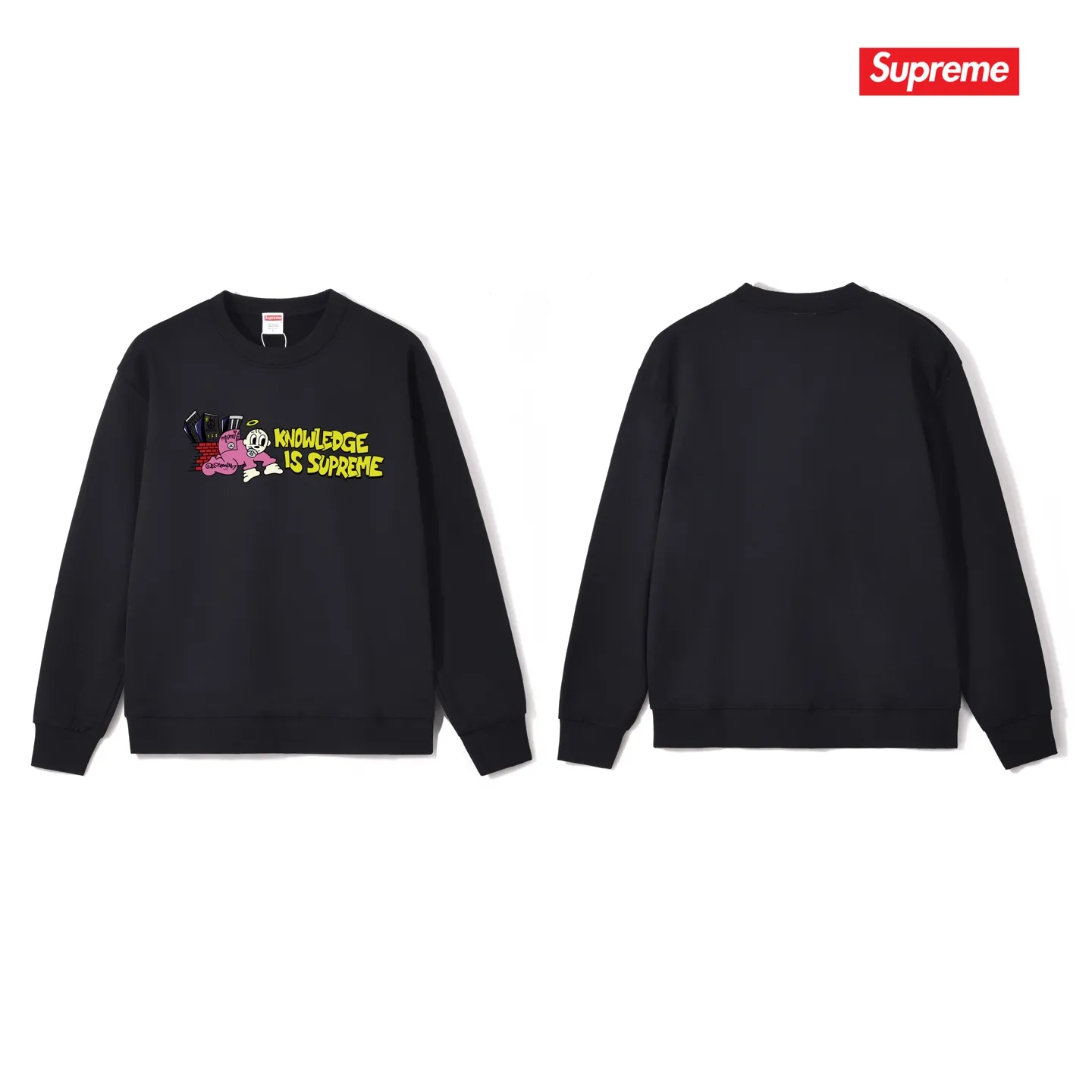 Style No. S1027 #terry p150💰 Velvet 160💰 Supreme SS22 Week 1 Knowledge Tee round neck sweatshirt Made of 400 grams of large terry (drop shoulder large version) fabric, soft texture and no pilling Imported environmentally friendly printing glue The pattern is bright and three-dimensional Quality💥Same style for men and women The upper body is fashionable Color: black white gray Size: S M L XL XXL