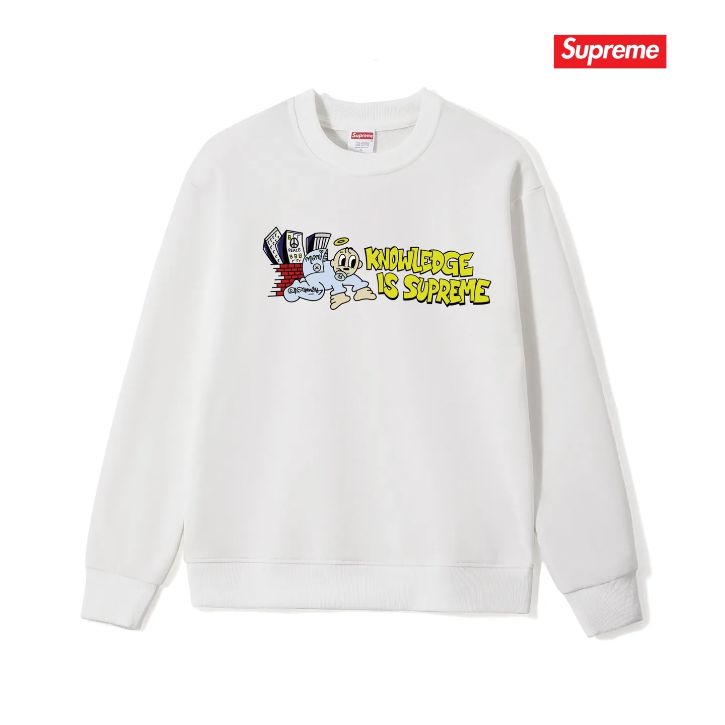 Style No. S1027 #terry p150💰 Velvet 160💰 Supreme SS22 Week 1 Knowledge Tee round neck sweatshirt Made of 400 grams of large terry (drop shoulder large version) fabric, soft texture and no pilling Imported environmentally friendly printing glue The pattern is bright and three-dimensional Quality💥Same style for men and women The upper body is fashionable Color: black white gray Size: S M L XL XXL