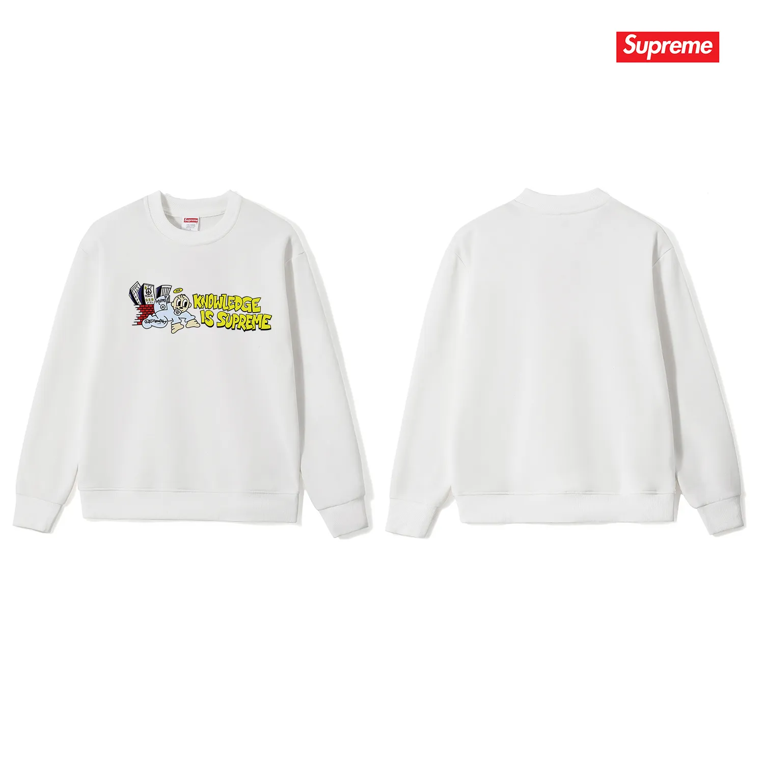 Style No. S1027 #terry p150💰 Velvet 160💰 Supreme SS22 Week 1 Knowledge Tee round neck sweatshirt Made of 400 grams of large terry (drop shoulder large version) fabric, soft texture and no pilling Imported environmentally friendly printing glue The pattern is bright and three-dimensional Quality💥Same style for men and women The upper body is fashionable Color: black white gray Size: S M L XL XXL