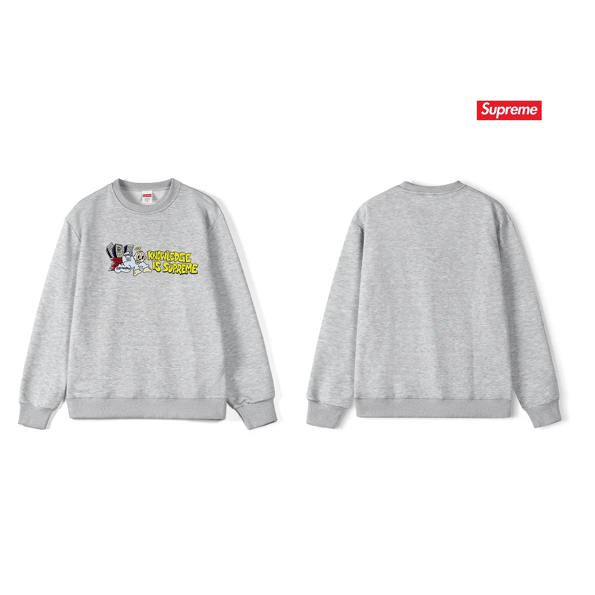 Style No. S1027 #terry p150💰 Velvet 160💰 Supreme SS22 Week 1 Knowledge Tee round neck sweatshirt Made of 400 grams of large terry (drop shoulder large version) fabric, soft texture and no pilling Imported environmentally friendly printing glue The pattern is bright and three-dimensional Quality💥Same style for men and women The upper body is fashionable Color: black white gray Size: S M L XL XXL