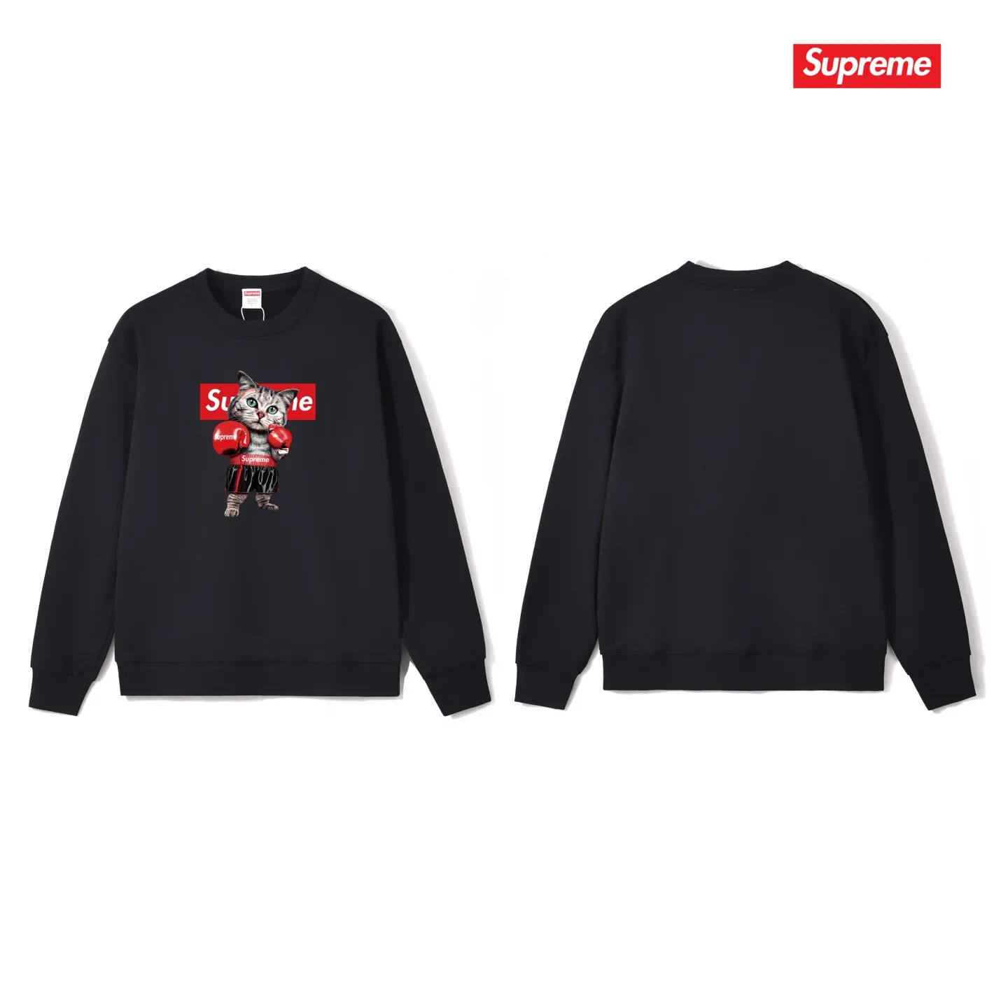Style No. S1219 #terry p150💰 plus fleece 160💰 Sup New Japanese boxer cat couple round neck sweatshirt Made of 400g large terry (drop shoulder large version) fabric, soft texture and no pilling Imported environmentally friendly printing glue The pattern is bright and three-dimensional Quality 💥Same style for men and women The upper body is trendy Color: black white gray Size: S M L XL XXL