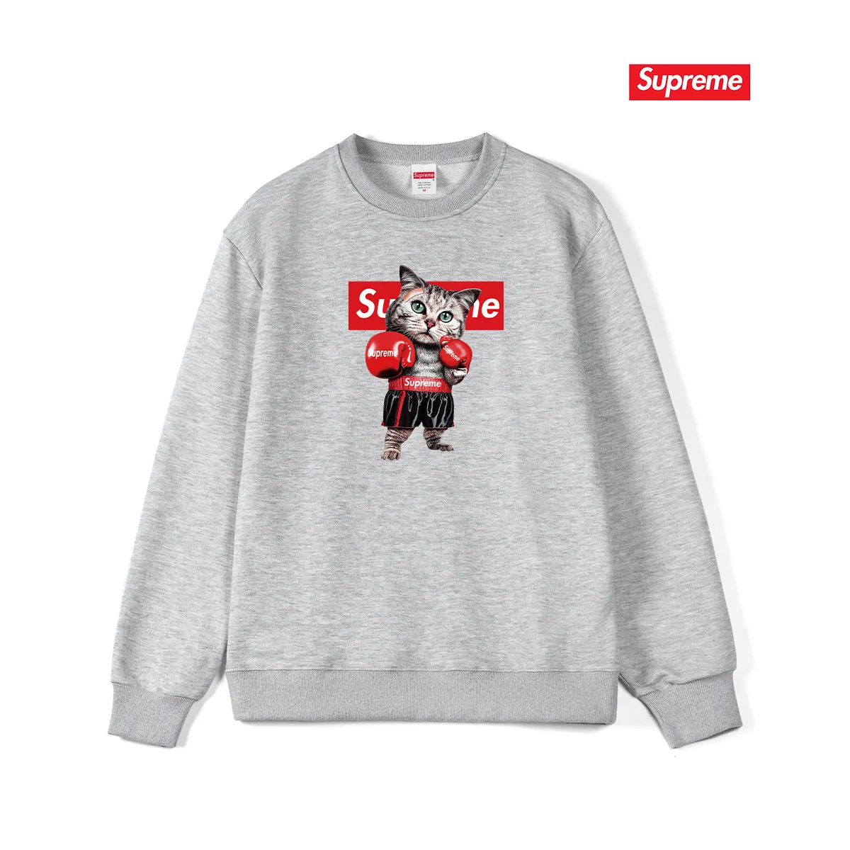 Style No. S1219 #terry p150💰 plus fleece 160💰 Sup New Japanese boxer cat couple round neck sweatshirt Made of 400g large terry (drop shoulder large version) fabric, soft texture and no pilling Imported environmentally friendly printing glue The pattern is bright and three-dimensional Quality 💥Same style for men and women The upper body is trendy Color: black white gray Size: S M L XL XXL