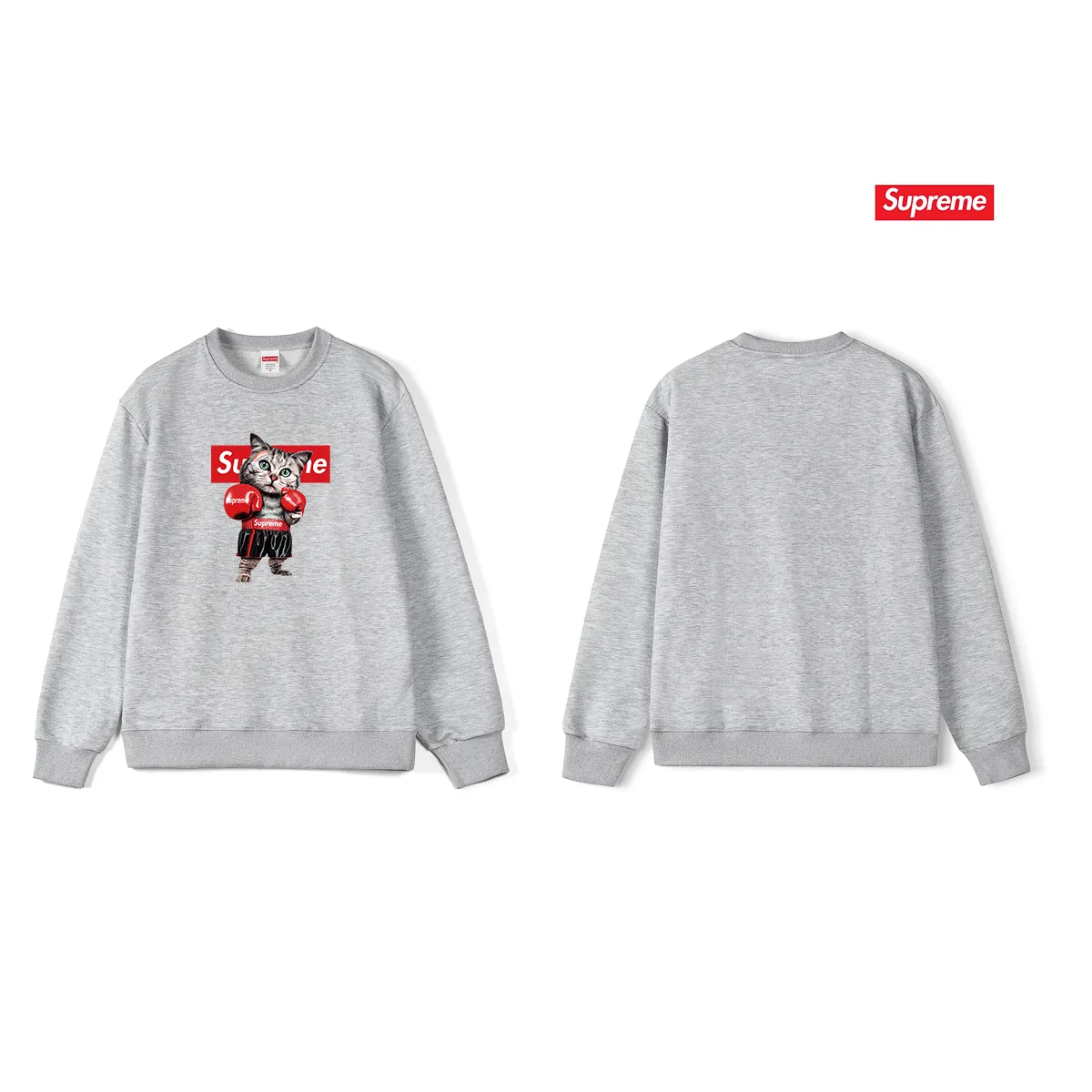 Style No. S1219 #terry p150💰 plus fleece 160💰 Sup New Japanese boxer cat couple round neck sweatshirt Made of 400g large terry (drop shoulder large version) fabric, soft texture and no pilling Imported environmentally friendly printing glue The pattern is bright and three-dimensional Quality 💥Same style for men and women The upper body is trendy Color: black white gray Size: S M L XL XXL