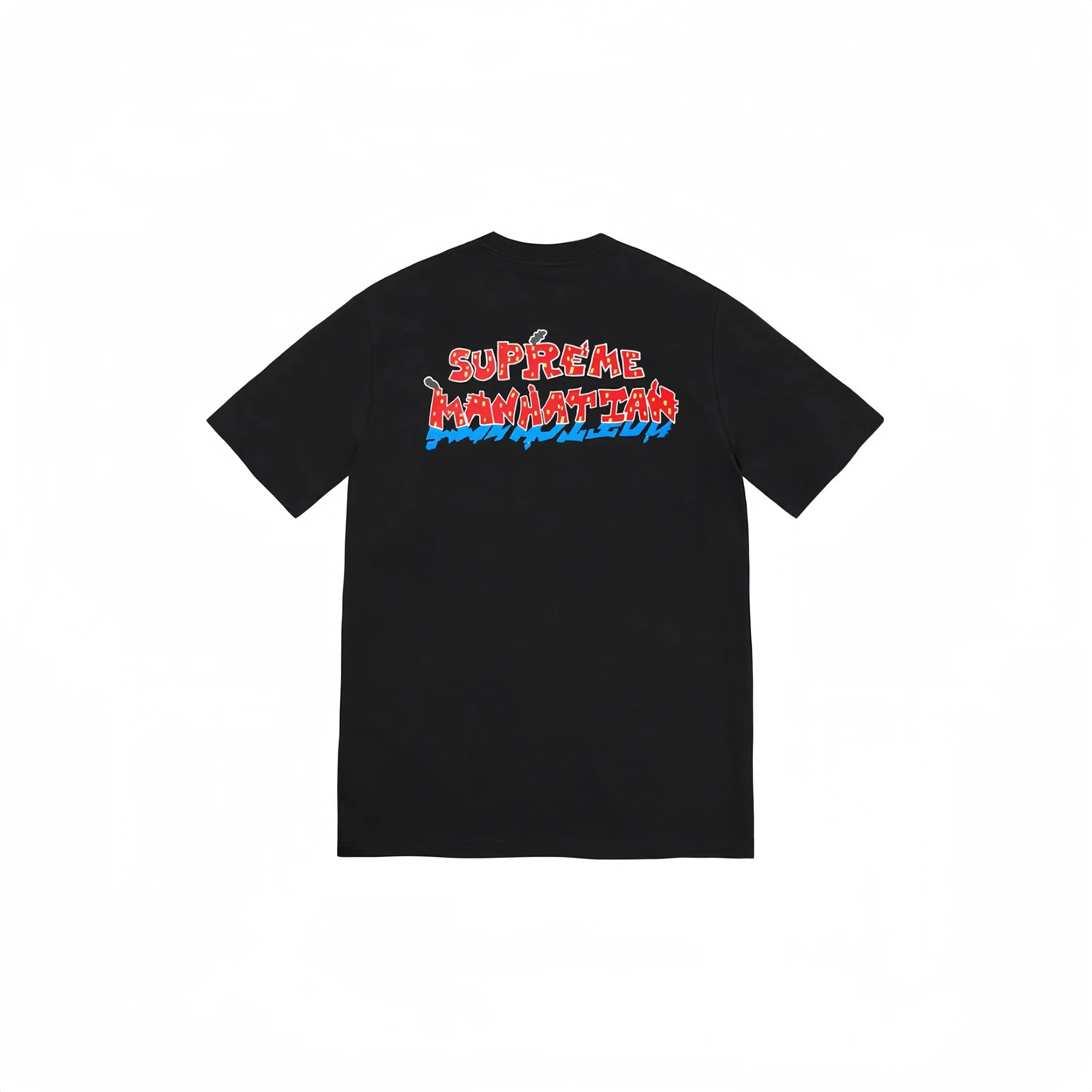 #S45 P110💰 Supreme SS22 Week 19 Manhattan Tee Cartoon letters Manhattan city street scene pattern printed round neck short-sleeved T-shirt for men and women. Made of 260g combed cotton double yarn. From fabrics to accessories, all three standards are complete and ZP. Imported Matsui company's slurry printing will never crack. The whole piece is made of three-needle five-thread technology. The neckline-shoulder seam-sleeve seam is double-lined, which looks more three-dimensional and textured.) The same process as the original version, classic version Feel free to compare zp. The whole piece adopts three-needle five-thread craftsmanship. The neckline-shoulder seam-sleeve seam is double-threaded, which looks more three-dimensional and textured.) It has the same craftsmanship as the authentic original, classic version. Color: Black Green White Size: S M L XL XXL