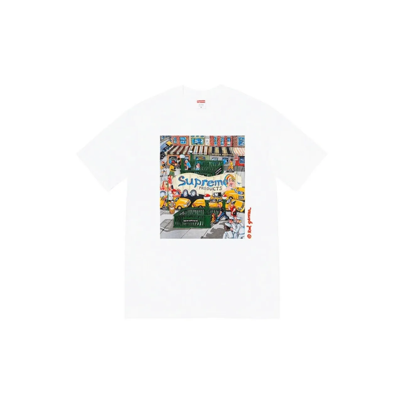 #S45 P110💰 Supreme SS22 Week 19 Manhattan Tee Cartoon letters Manhattan city street scene pattern printed round neck short-sleeved T-shirt for men and women. Made of 260g combed cotton double yarn. From fabrics to accessories, all three standards are complete and ZP. Imported Matsui company's slurry printing will never crack. The whole piece is made of three-needle five-thread technology. The neckline-shoulder seam-sleeve seam is double-lined, which looks more three-dimensional and textured.) The same process as the original version, classic version Feel free to compare zp. The whole piece adopts three-needle five-thread craftsmanship. The neckline-shoulder seam-sleeve seam is double-threaded, which looks more three-dimensional and textured.) It has the same craftsmanship as the authentic original, classic version. Color: Black Green White Size: S M L XL XXL