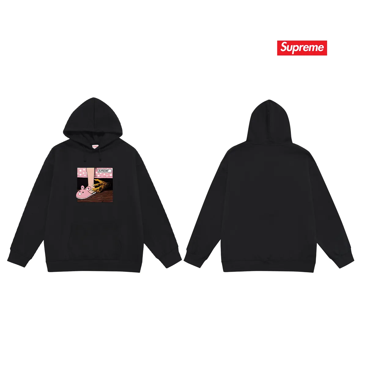 Style No. S2202 #terry P160💰 Velvet P170💰 Supreme American trendy brand unisex hooded sweatshirt. Made of 400g large terry 430g silver fox velvet (drop shoulder large version) fabric. The texture is soft and non-pilling. Imported environmentally friendly printing glue. The pattern is bright and three-dimensional. Quality💥Same style for men and women. The upper body is trendy. Color: black white gray Size: S M L XL XXL
