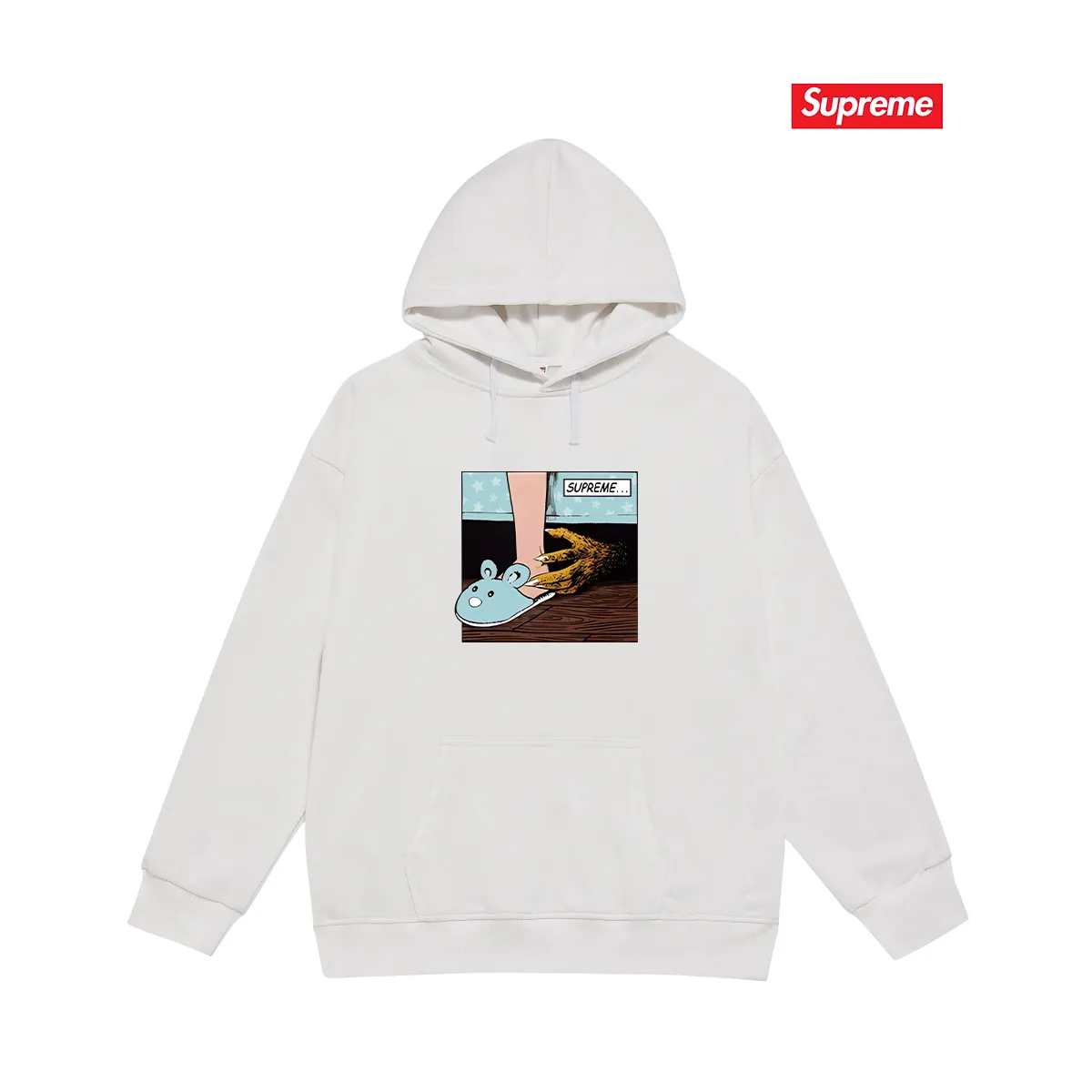 Style No. S2202 #terry P160💰 Velvet P170💰 Supreme American trendy brand unisex hooded sweatshirt. Made of 400g large terry 430g silver fox velvet (drop shoulder large version) fabric. The texture is soft and non-pilling. Imported environmentally friendly printing glue. The pattern is bright and three-dimensional. Quality💥Same style for men and women. The upper body is trendy. Color: black white gray Size: S M L XL XXL