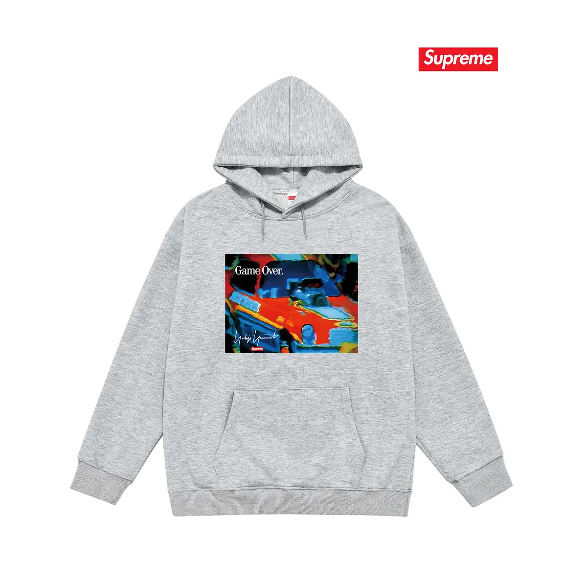 Style No. S2100 #terry P160💰 Velvet P170💰 Supreme Week4Supreme Game Over" hooded sweatshirt Made of 400g large terry 430g silver fox velvet (drop shoulder large version) fabric, soft texture and no pilling. Imported environmentally friendly printing glue. Bright and three-dimensional pattern. Quality 💥Same style for men and women. The upper body is trendy. Color: black white gray Size: S M L XL XXL