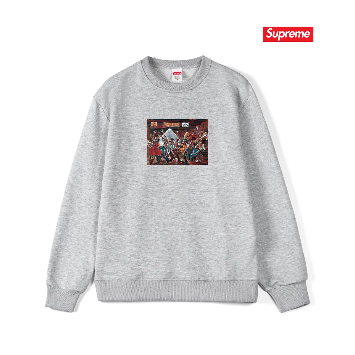 Style No. S1203 #terry p150💰 Velvet 160💰 Supreme 25SS Ernie Barnes artist oil painting round neck sweatshirt Made of 400g large terry (drop shoulder large version) fabric, soft texture and no pilling Imported environmentally friendly printing glue The pattern is bright and three-dimensional Quality 💥Same style for men and women The upper body is trendy Color: black white gray Size: S M L XL XXL