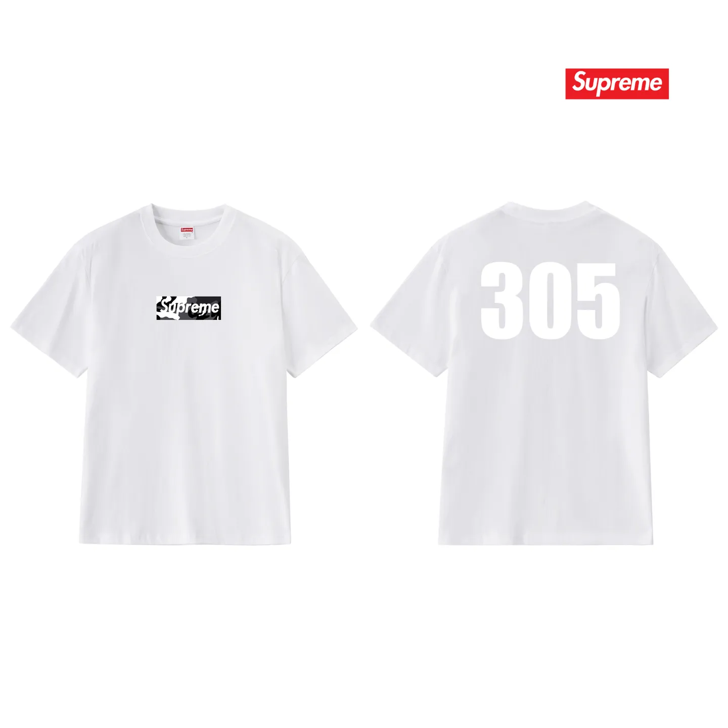 S217 P110💰 Sup 80SS Miami Box Logo Tee Miami opening limited men's and women's short-sleeved T-shirt. Loose fit. Made of 260g combed cotton double yarn. All three standards from fabrics to accessories are in compliance with ZP. Imported Matsui company's slurry printing will never crack. The whole piece adopts three-needle five-thread technology. The neckline-shoulder seam-sleeve seam is double-lined, which looks more three-dimensional and textured.) The same process as the original version, classic version Feel free to compare zp. The whole piece adopts three-needle five-thread craftsmanship. The neckline-shoulder seam-sleeve seam is double-threaded, which looks more three-dimensional and textured.) It has the same craftsmanship as the original original, classic version. Color: White Size: S M L XL XXL