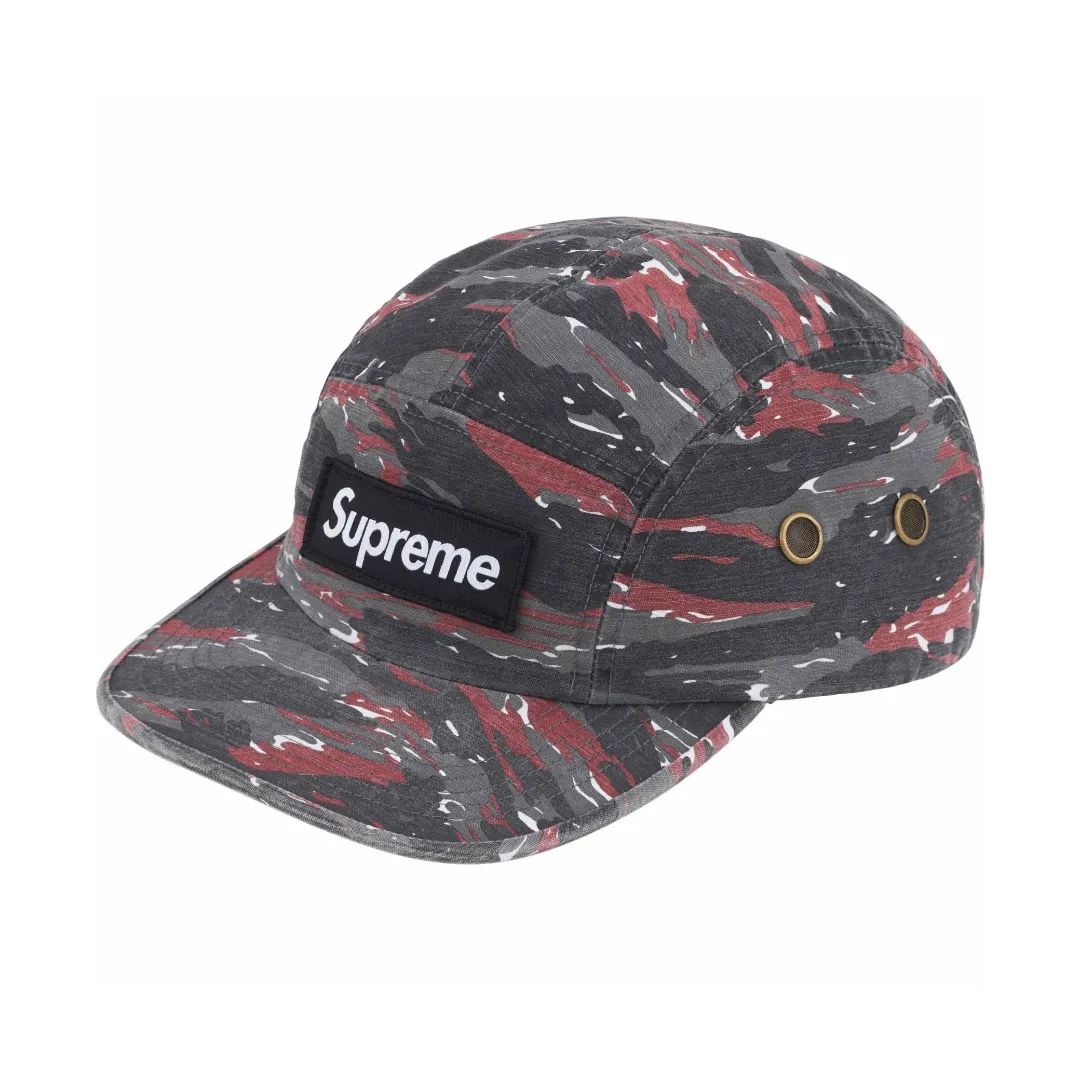 S396💰p136 Supreme 24ss MILITARY CAMP CAP peaked cap color: black green red camouflage green camouflage