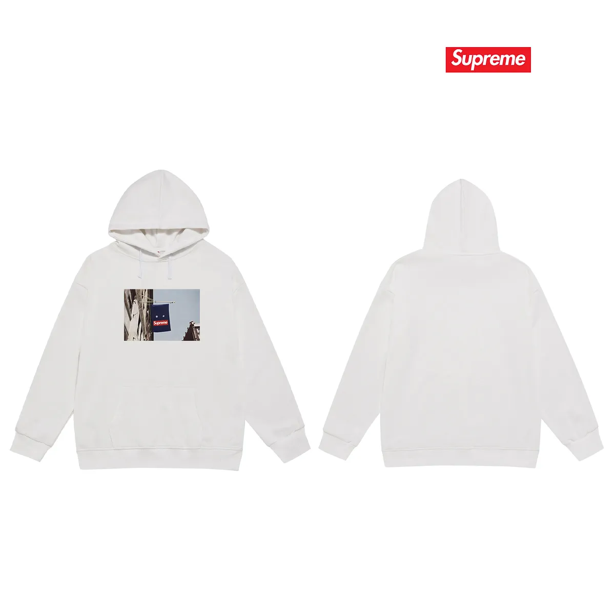 Style number S2005 #terry P160💰 Velvet P170💰 Supreme FW19 Week 1 Banner Tee hooded sweatshirt Made of 400g large terry 430g silver fox velvet (drop shoulder large version) fabric, soft texture and no pilling Imported environmentally friendly printing glue The pattern is bright and three-dimensional Quality 💥Same style for men and women The upper body is fashionable Color: black white gray Size: S M L XL XXL