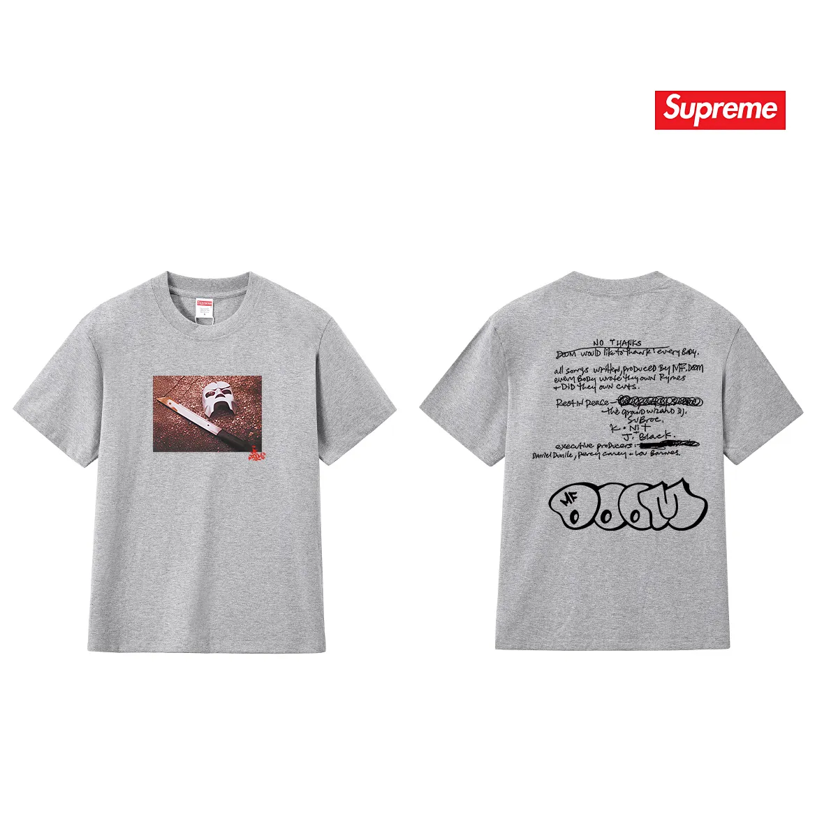 S207 P110💰 SupxMFDOOM FW23 mask with handwritten letters printed on the back, pure cotton round neck short-sleeved, same style for men and women. Loose fit. Made of 260g combed cotton double yarn. All three standards are complete from fabrics to accessories. ZP. Imported Matsui company slurry printing will never crack. The whole piece adopts three-needle five-thread technology. The neckline-shoulder seam-sleeve seam is double-lined, which looks more three-dimensional and textured. The same process as the original version, classic version. Feel free to compare zp. The whole piece adopts three-needle five-thread craftsmanship (neckline-shoulder seam-sleeve seam double thread, which looks more three-dimensional and textured). It has the same craftsmanship as the original original, classic version. Color: black, white, light gray, pink, navy. Size: S M L XL XXL