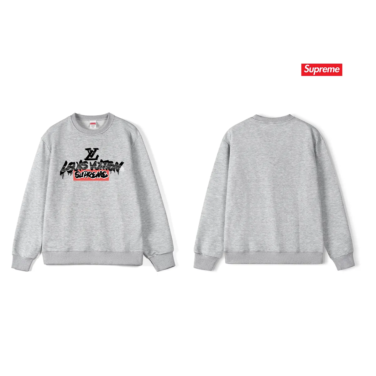 Style No. S1094 #terry p150💰 Velvet 160💰 1v 2023 new LV co-branded supreme round neck sweatshirt Made of 400g large terry (drop shoulder large version) fabric, soft texture and no pilling Imported environmentally friendly printing glue The pattern is bright and three-dimensional Quality💥Same style for men and women The upper body is trendy Color: black white gray Size: S M L XL XXL