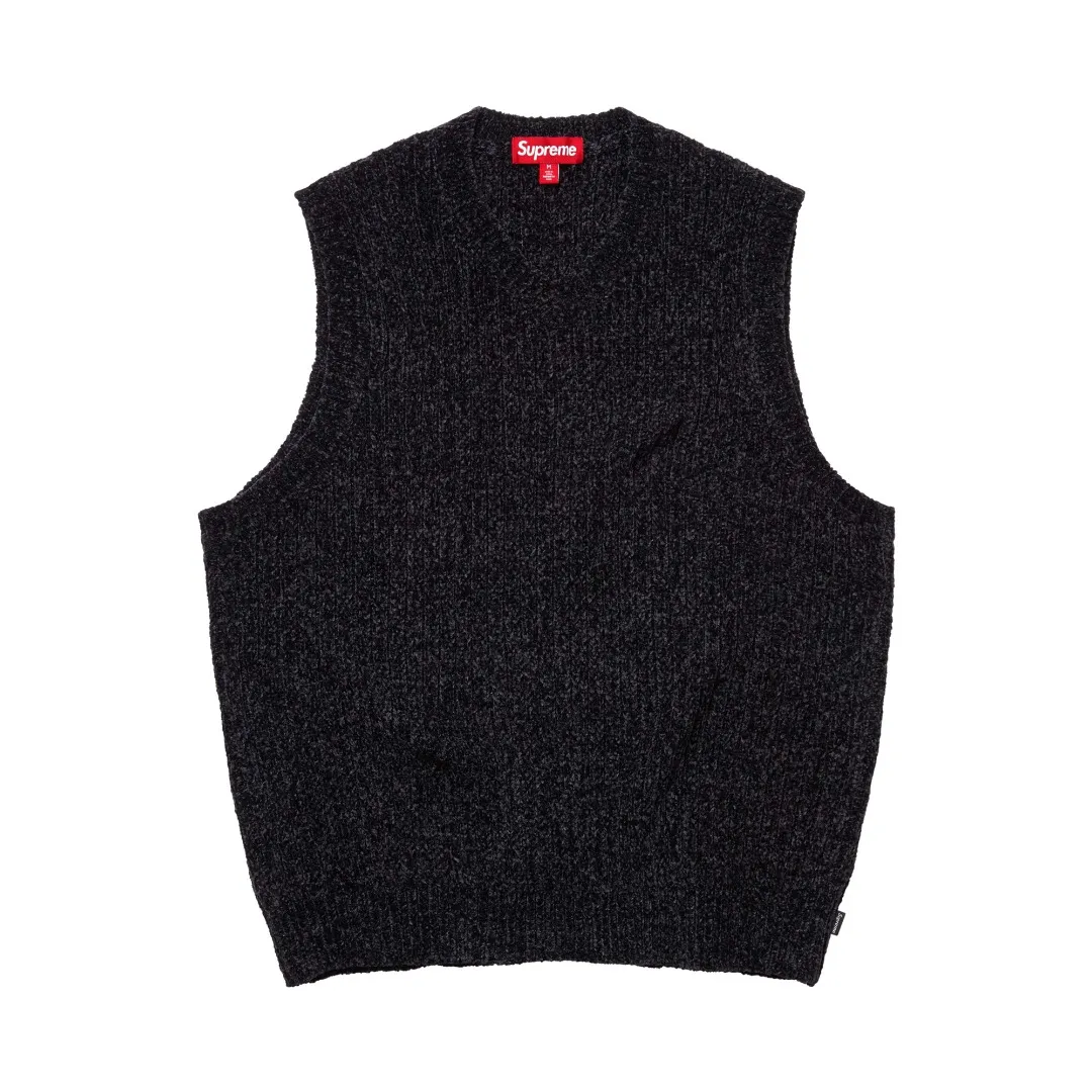 🅿️260 S272 top version Supreme 24FW CHENILLE SWEATER VEST chenille sweater vest OS version same style for men and women Customized YB texture wash mark Wool: 26 count chenille wool Weaving method: matrix knitting Number of needles: multi-gauge Machine: German STOLL computerized flat knitting machine Size: S~XL Color: black blue