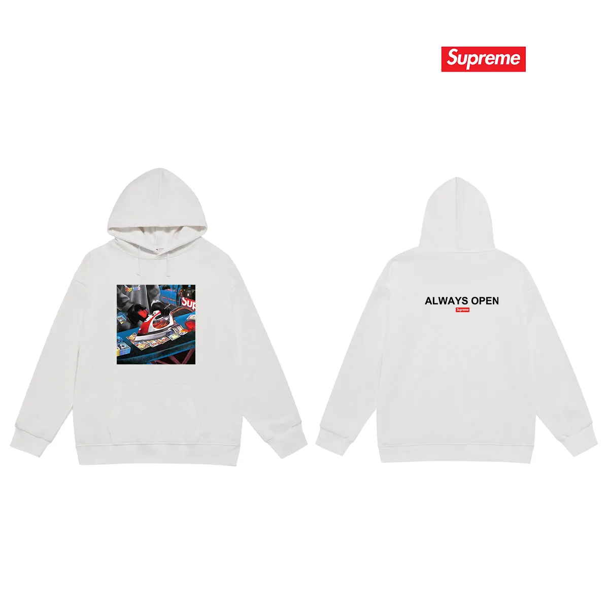 Style No. S2019 #terry P160💰 Velvet P170💰 Supreme SS22 Week 1 Gas Tee graphic print hooded sweatshirt Made of 400g large terry 430g silver fox velvet (off-shoulder large version) fabric, soft texture and no pilling Imported environmentally friendly printing glue The pattern is bright and three-dimensional Quality 💥Same style for men and women The upper body is trendy Color: black white gray Size: S M L XL XXL