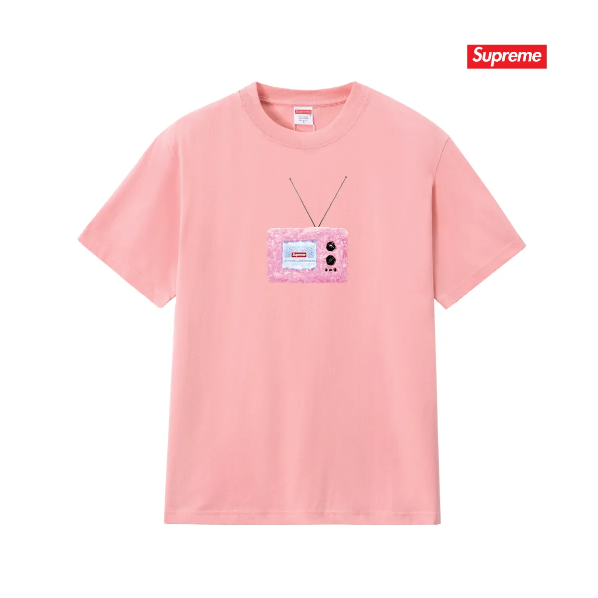 S256 P110💰 Supreme SS18 TV Tee White printed short-sleeved American trendy T-shirt. Same style for men and women. Loose fit. Made of 260g combed cotton double yarn. From fabric to accessories, all three standards are complete and follow ZP. The slurry printing imported from Matsui Company will never crack. The whole piece is made with three-needle five-thread technology. The neckline-shoulder seam-sleeve seam is double-lined, which looks more three-dimensional and textured. The same process as the original version, classic version. Feel free to compare zp. The whole piece adopts three-needle five-thread craftsmanship (neckline-shoulder seam-sleeve seam double thread, which looks more three-dimensional and textured). It has the same craftsmanship as the original original, classic version. Color: black, white, light gray, pink, navy. Size: S M L XL XXL