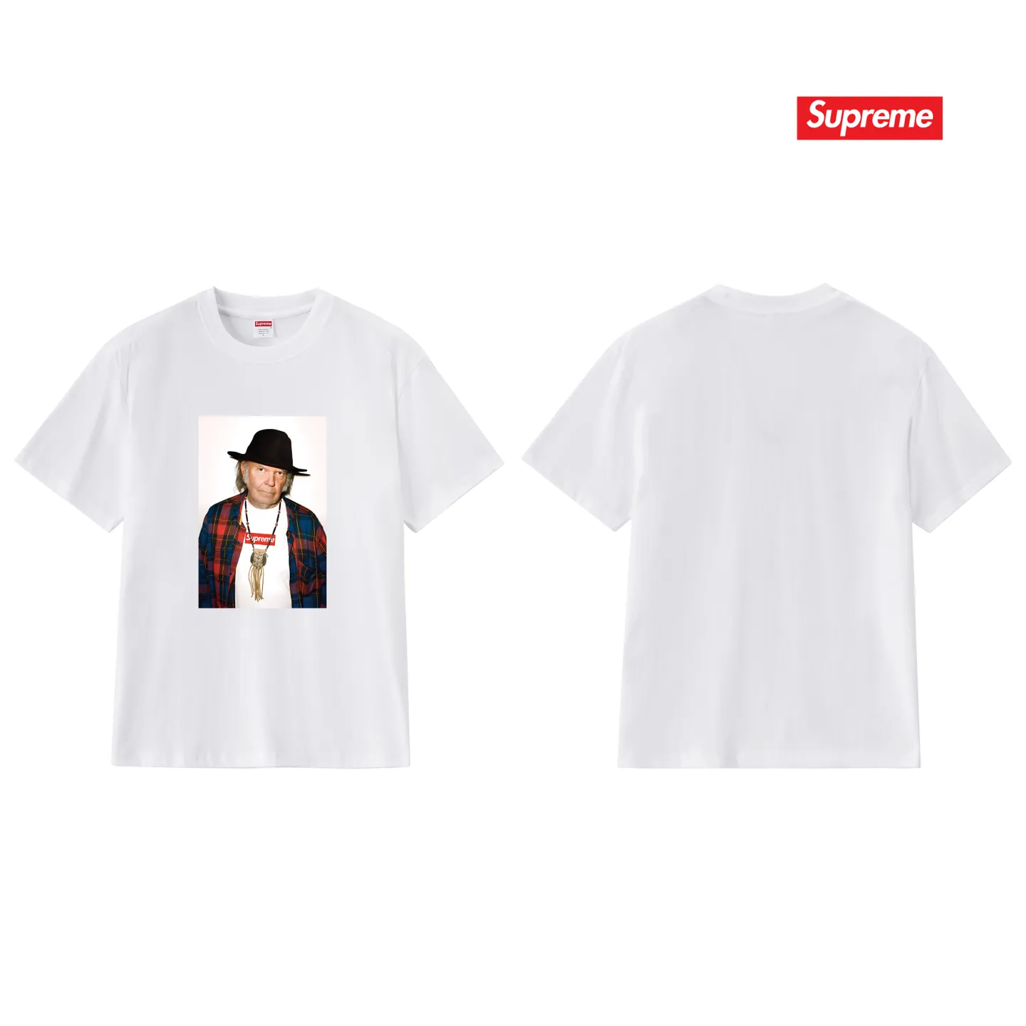 S222 P110💰 SUP 60ss Neil Young White short-sleeved high-end T-shirt with character printing. Loose fit. Made of 260g combed cotton double yarn. All three standards are complete from fabrics to accessories. ZP. Imported Matsui company's slurry printing will never crack. The whole piece adopts three-needle five-thread technology. The neckline-shoulder seam-sleeve seam is double-lined, which looks more three-dimensional and textured.) The same process as the original version, classic version Feel free to compare zp. The whole piece adopts three-needle five-thread craftsmanship (neckline-shoulder seam-sleeve seam double thread, which looks more three-dimensional and textured). It has the same craftsmanship as the original original, classic version. Color: black, white, light gray, pink, navy. Size: S M L XL XXL