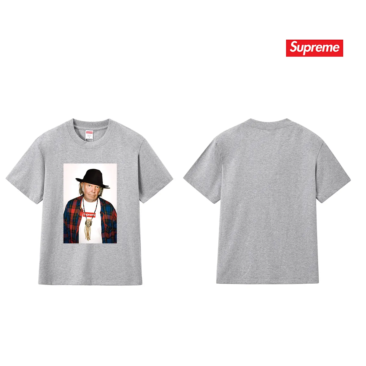 S222 P110💰 SUP 60ss Neil Young White short-sleeved high-end T-shirt with character printing. Loose fit. Made of 260g combed cotton double yarn. All three standards are complete from fabrics to accessories. ZP. Imported Matsui company's slurry printing will never crack. The whole piece adopts three-needle five-thread technology. The neckline-shoulder seam-sleeve seam is double-lined, which looks more three-dimensional and textured.) The same process as the original version, classic version Feel free to compare zp. The whole piece adopts three-needle five-thread craftsmanship (neckline-shoulder seam-sleeve seam double thread, which looks more three-dimensional and textured). It has the same craftsmanship as the original original, classic version. Color: black, white, light gray, pink, navy. Size: S M L XL XXL