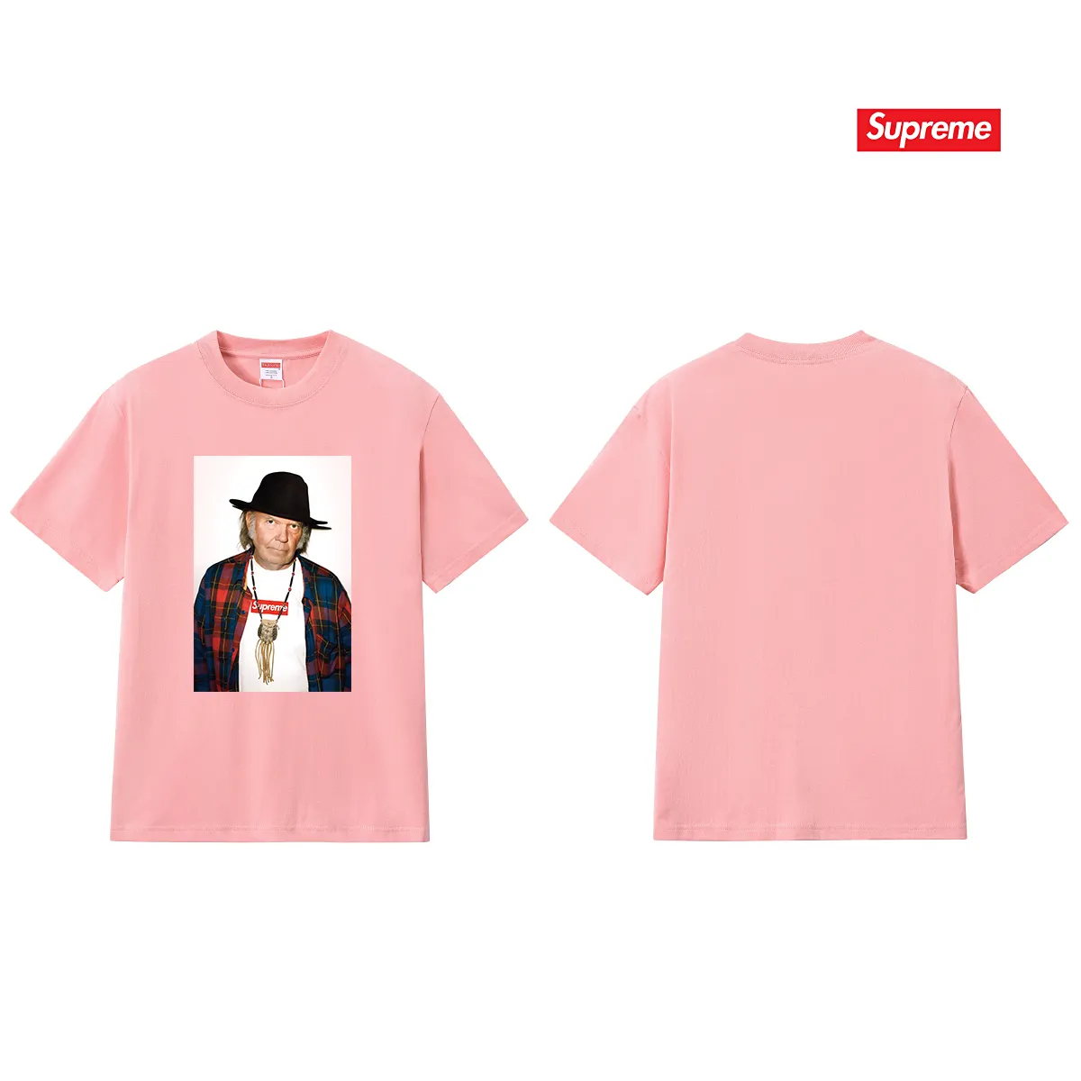 S222 P110💰 SUP 60ss Neil Young White short-sleeved high-end T-shirt with character printing. Loose fit. Made of 260g combed cotton double yarn. All three standards are complete from fabrics to accessories. ZP. Imported Matsui company's slurry printing will never crack. The whole piece adopts three-needle five-thread technology. The neckline-shoulder seam-sleeve seam is double-lined, which looks more three-dimensional and textured.) The same process as the original version, classic version Feel free to compare zp. The whole piece adopts three-needle five-thread craftsmanship (neckline-shoulder seam-sleeve seam double thread, which looks more three-dimensional and textured). It has the same craftsmanship as the original original, classic version. Color: black, white, light gray, pink, navy. Size: S M L XL XXL