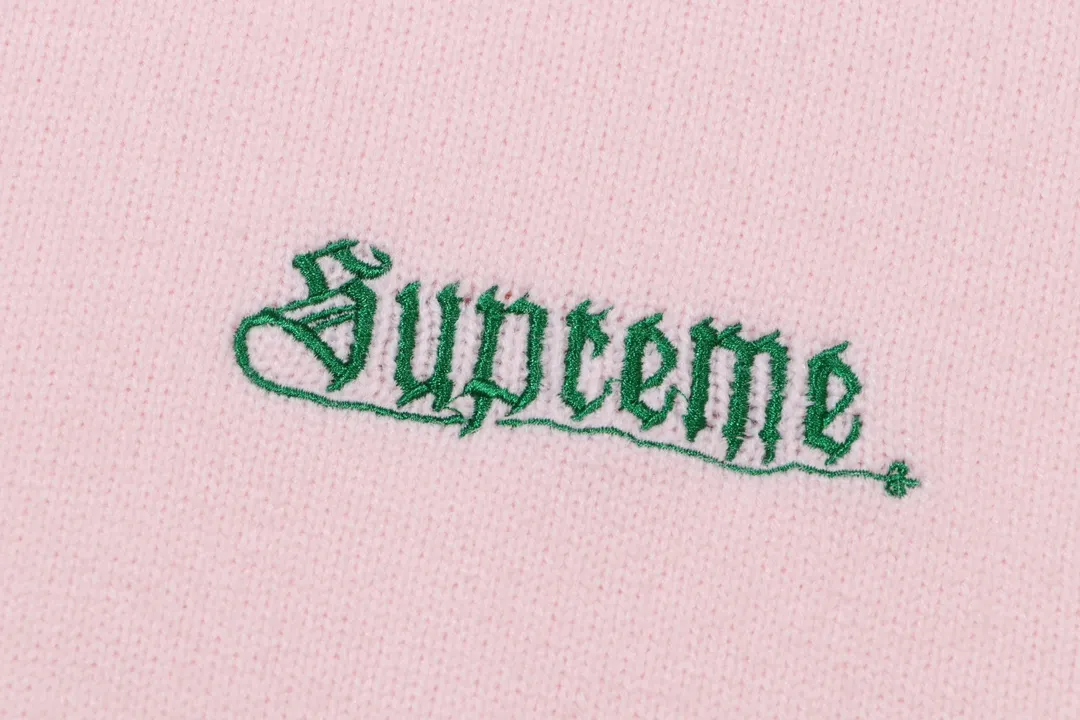 P300 Supreme new embroidered letter logo round neck wool knitted sweater Color: White Black Blue Pink Size: S M L XL XXL