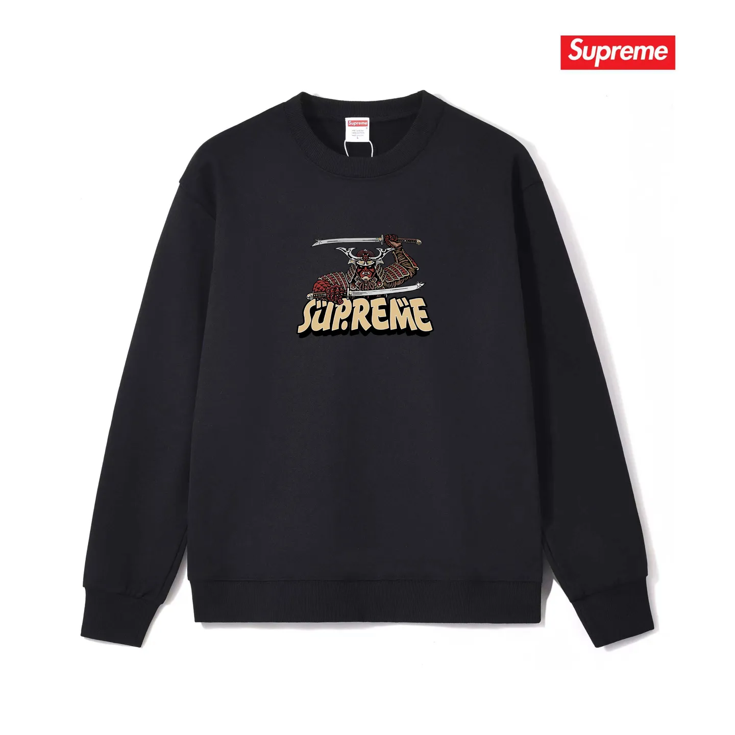Style No. S1218 #terry p150💰 Velvet 160💰 SUP armor Japanese samurai anime font round neck sweatshirt Made of 400 grams of large terry (drop shoulder large version) fabric, soft and non-pilling texture, imported environmentally friendly printing glue, bright and three-dimensional pattern, quality 💥unisex style, trendy upper body, color: black, white, gray, size: S M L XL XXL