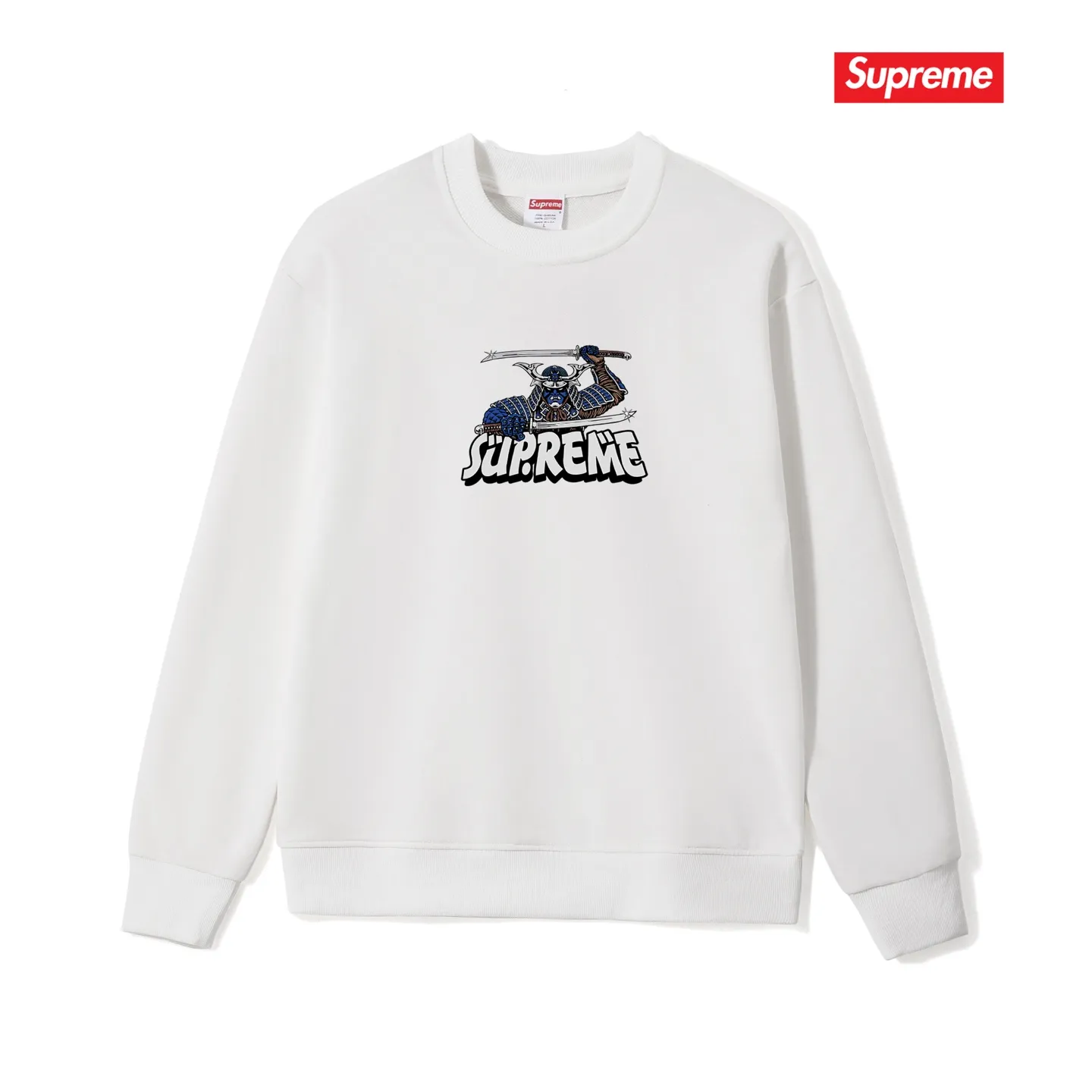 Style No. S1218 #terry p150💰 Velvet 160💰 SUP armor Japanese samurai anime font round neck sweatshirt Made of 400 grams of large terry (drop shoulder large version) fabric, soft and non-pilling texture, imported environmentally friendly printing glue, bright and three-dimensional pattern, quality 💥unisex style, trendy upper body, color: black, white, gray, size: S M L XL XXL