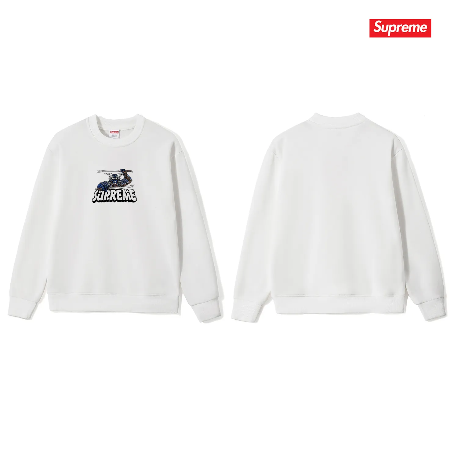 Style No. S1218 #terry p150💰 Velvet 160💰 SUP armor Japanese samurai anime font round neck sweatshirt Made of 400 grams of large terry (drop shoulder large version) fabric, soft and non-pilling texture, imported environmentally friendly printing glue, bright and three-dimensional pattern, quality 💥unisex style, trendy upper body, color: black, white, gray, size: S M L XL XXL